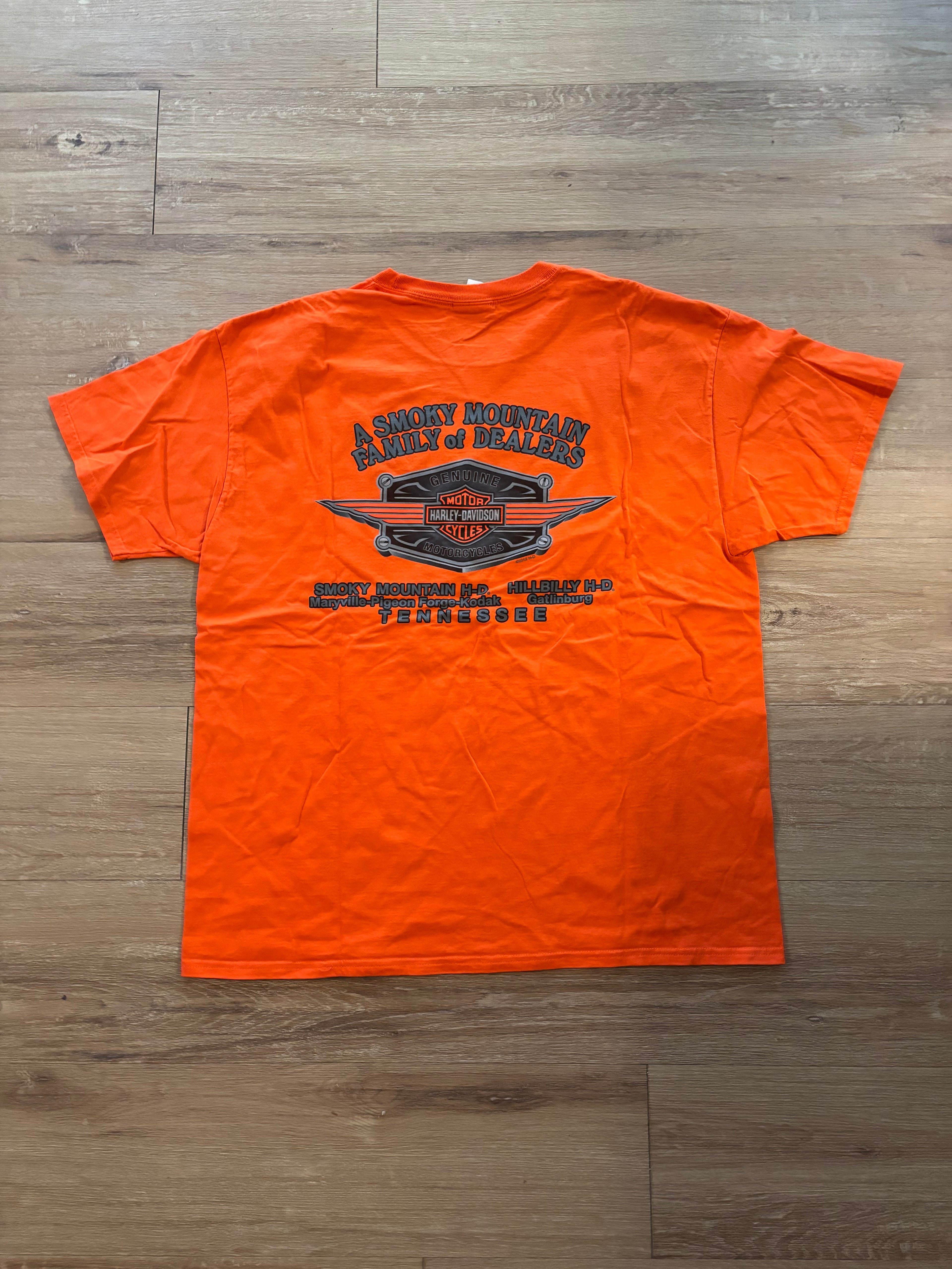 Vintage Orange Harley Davidson Eagle Tee