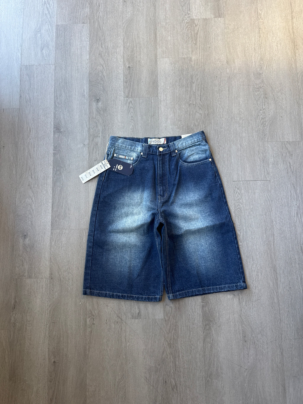 Y2K Indigo 30 Baggy Faded Denim Shorts