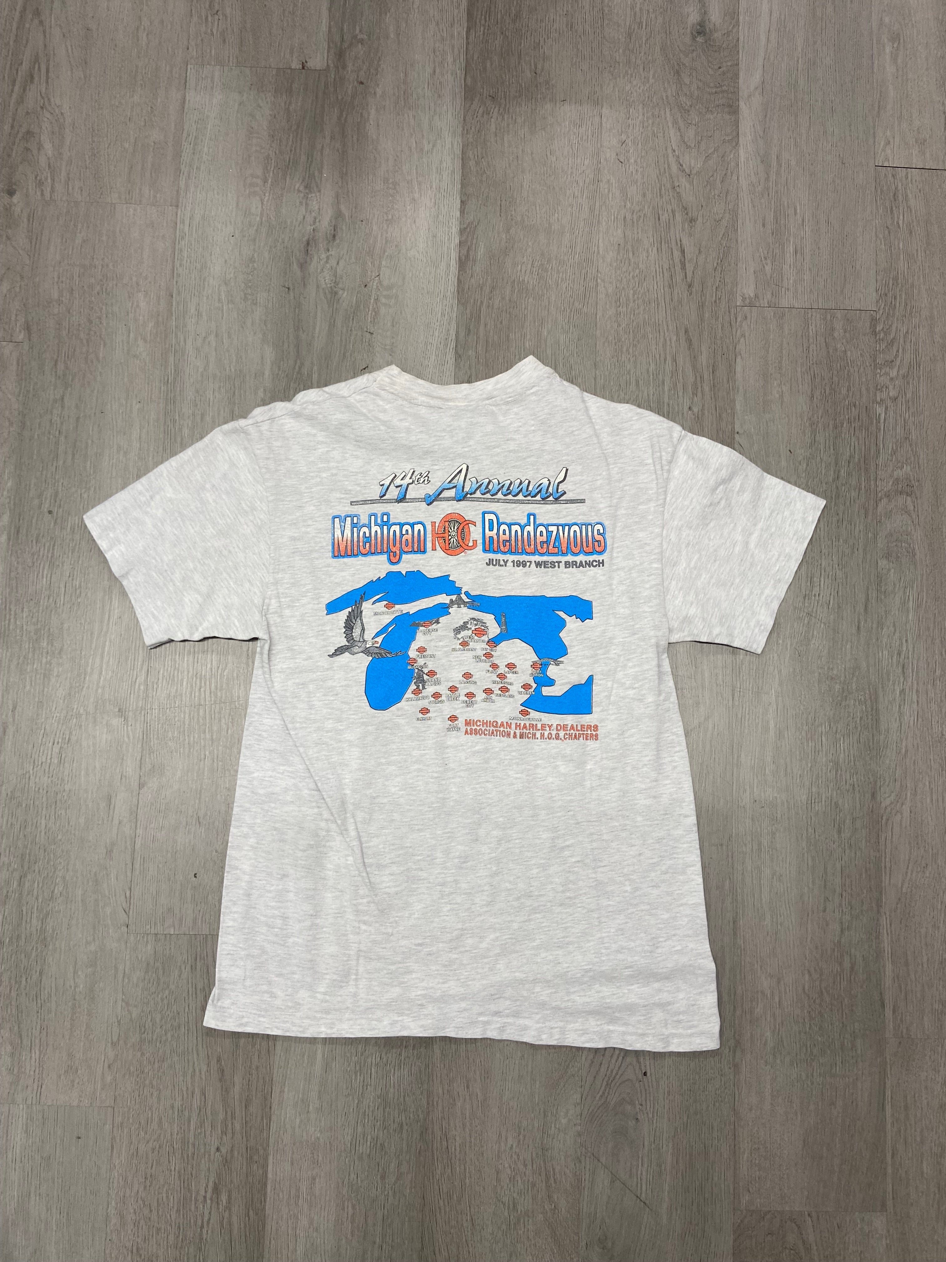 Vintage 1997 Harley Davidson Michigan Rendezvous Eagle Tee