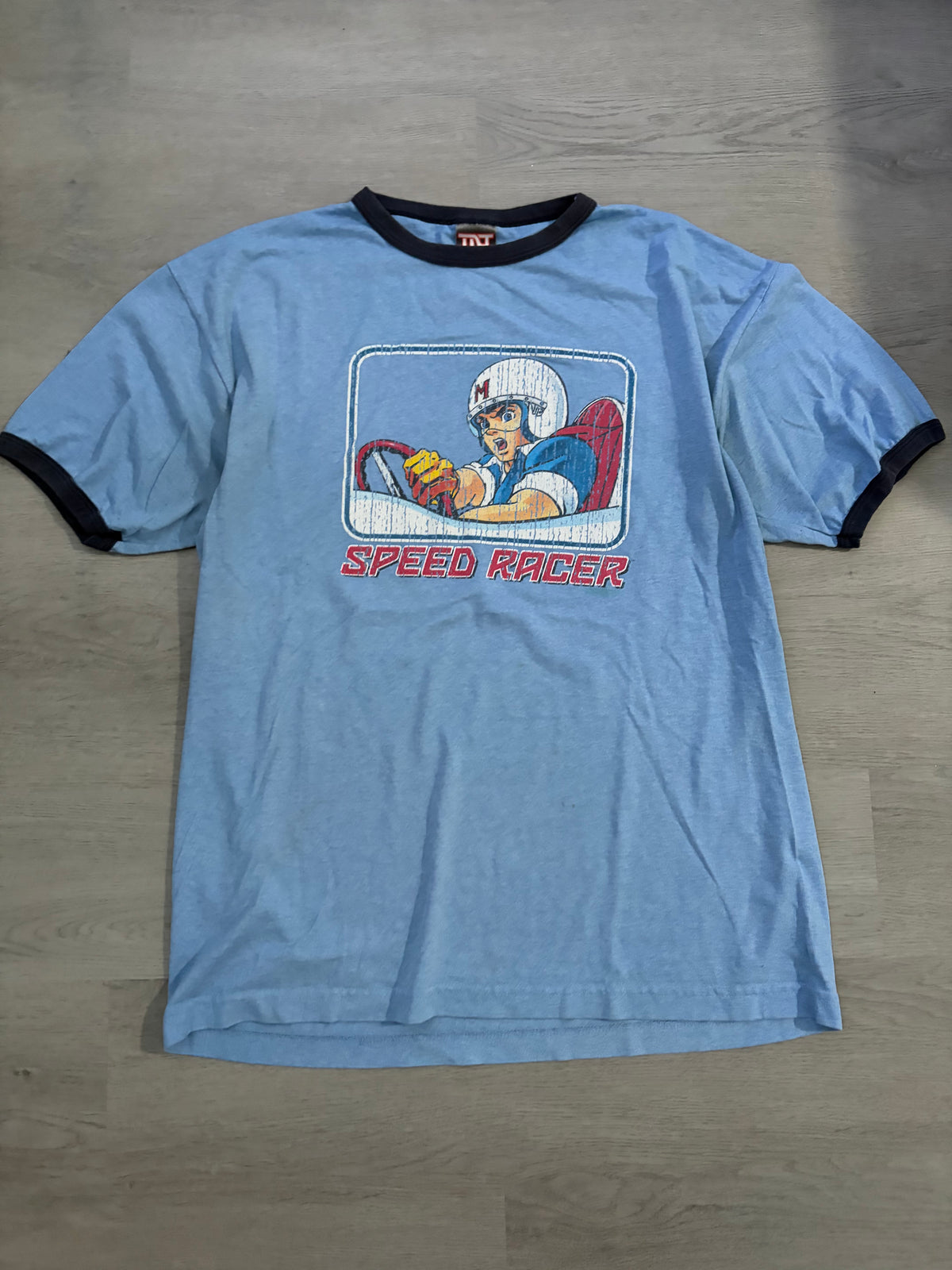 Vintage Blue Speed Racer Ringer Tee