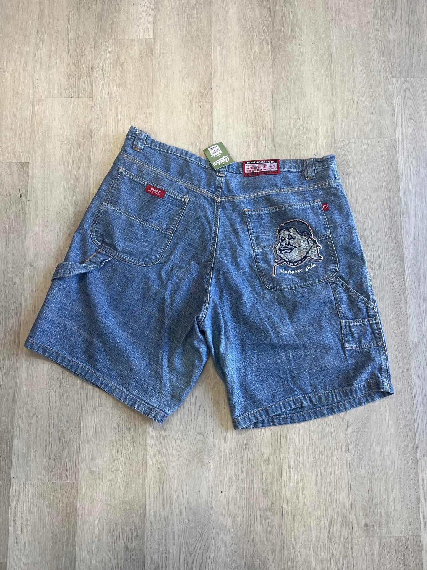 Y2K Platinum Fubu Embroidered Jorts