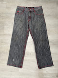 Y2K Five Jungle & Co. Grey Wash Red Stitch Baggy Jeans