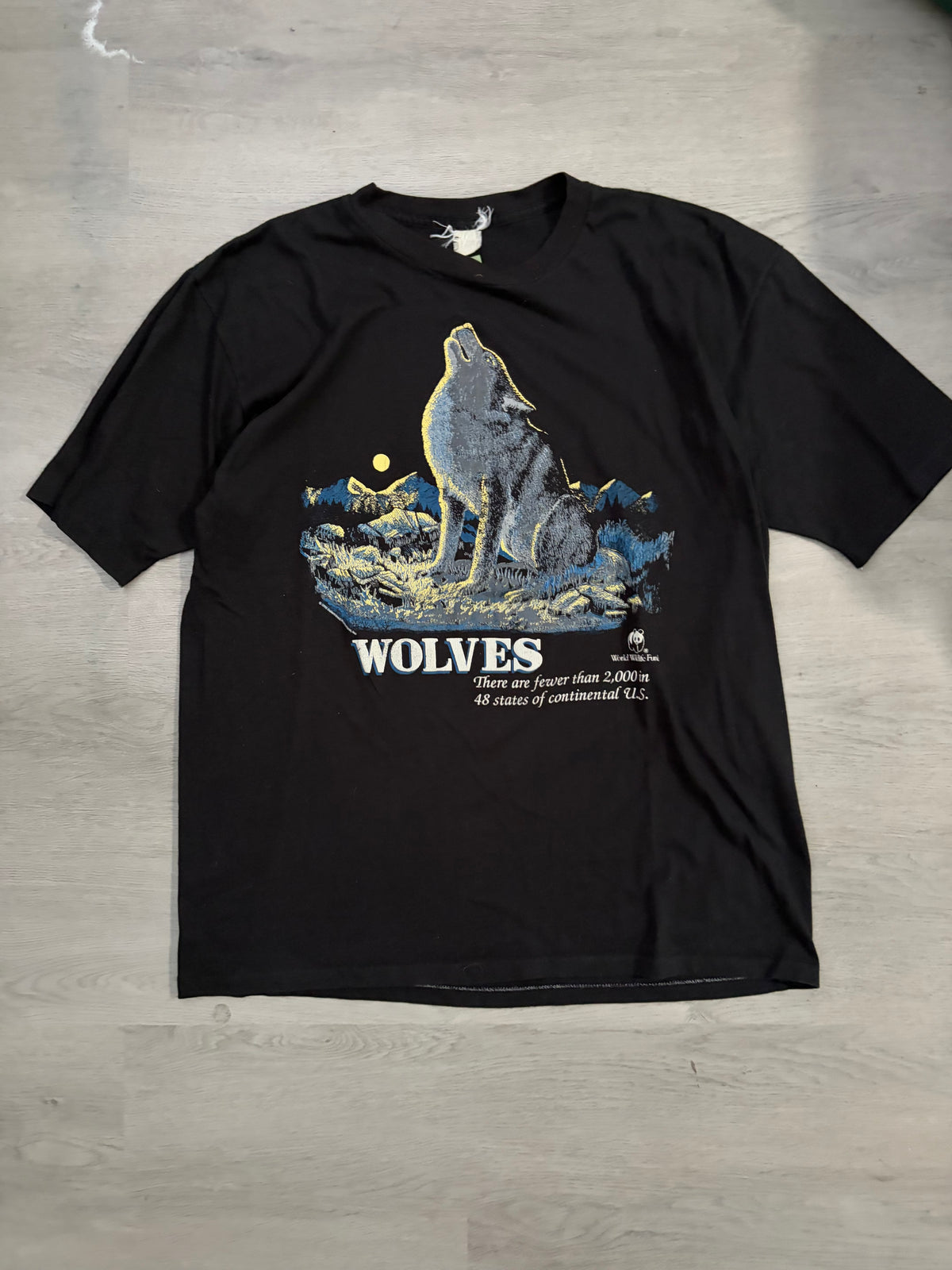 Vintage 90s World Wildlife Fund Howling Wolf Tee