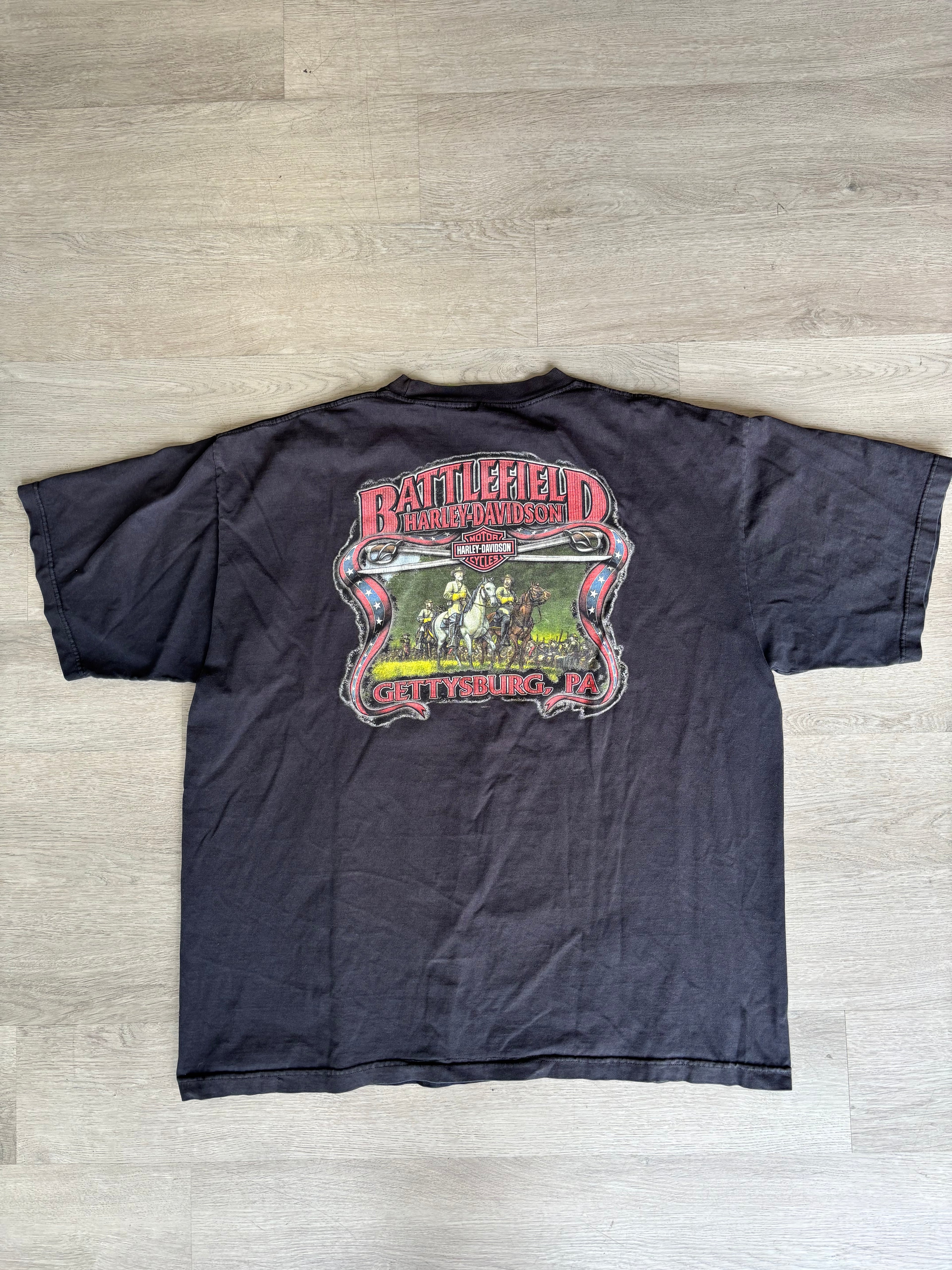 Vintage Harley Davidson Battlefield Gettysburg, PA Tee
