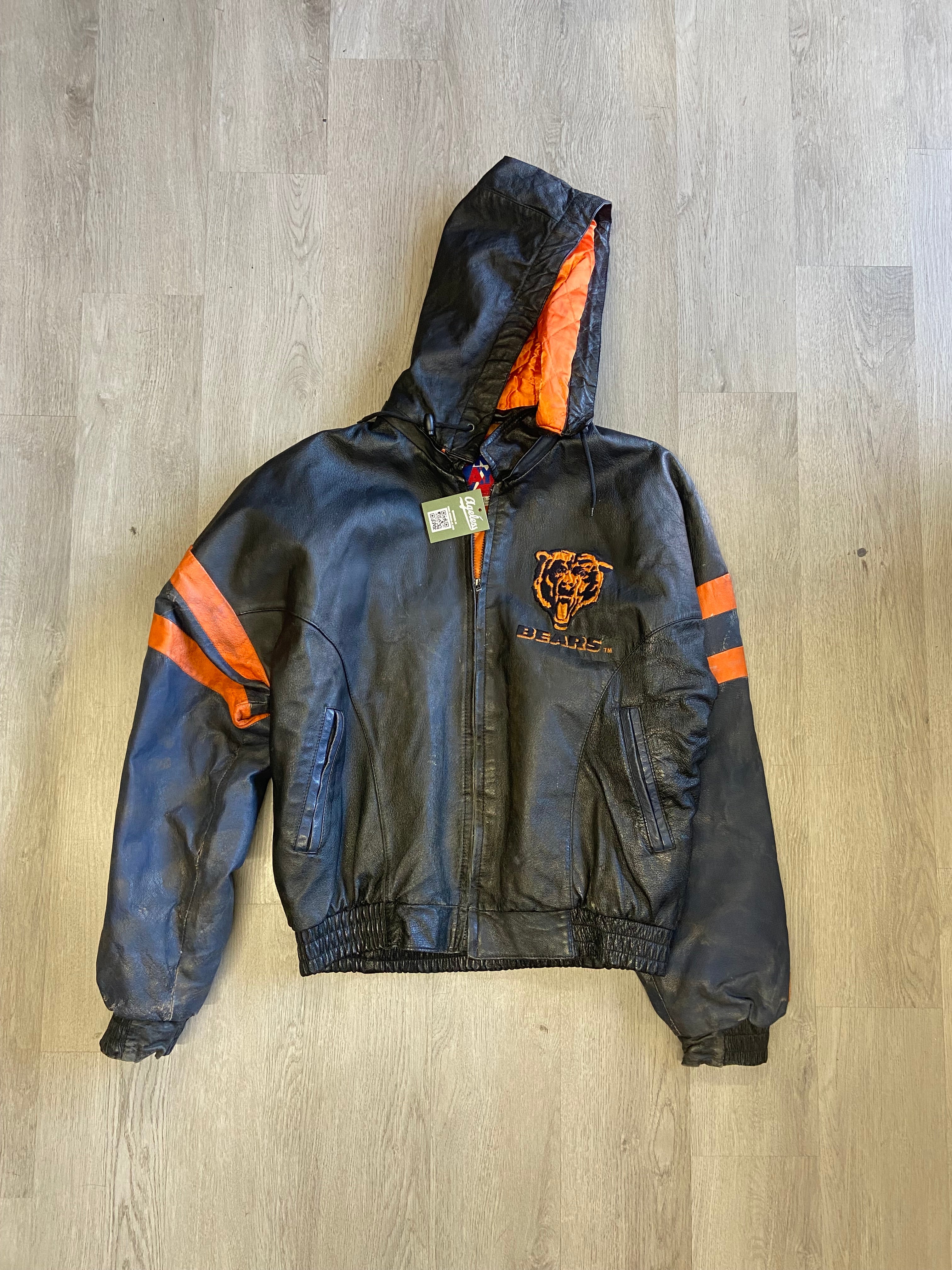 Vintage Pro Player Chicago Bears Leather Zip Up Jacket