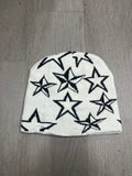 White w/ Black Y2K Style Star Beanie