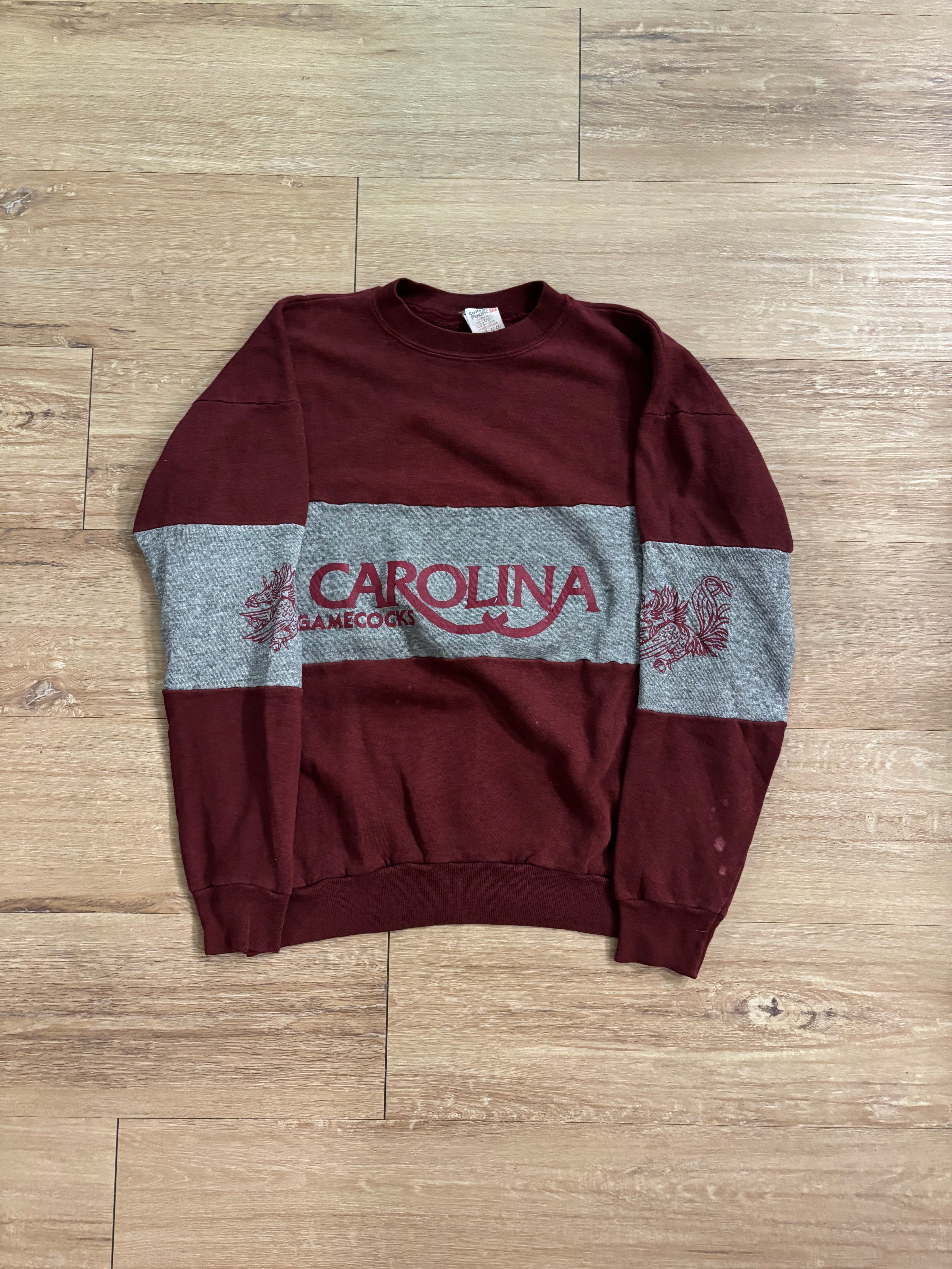 Vintage Maroon and Gray Colorblock South Carolina Gamecocks Crewneck
