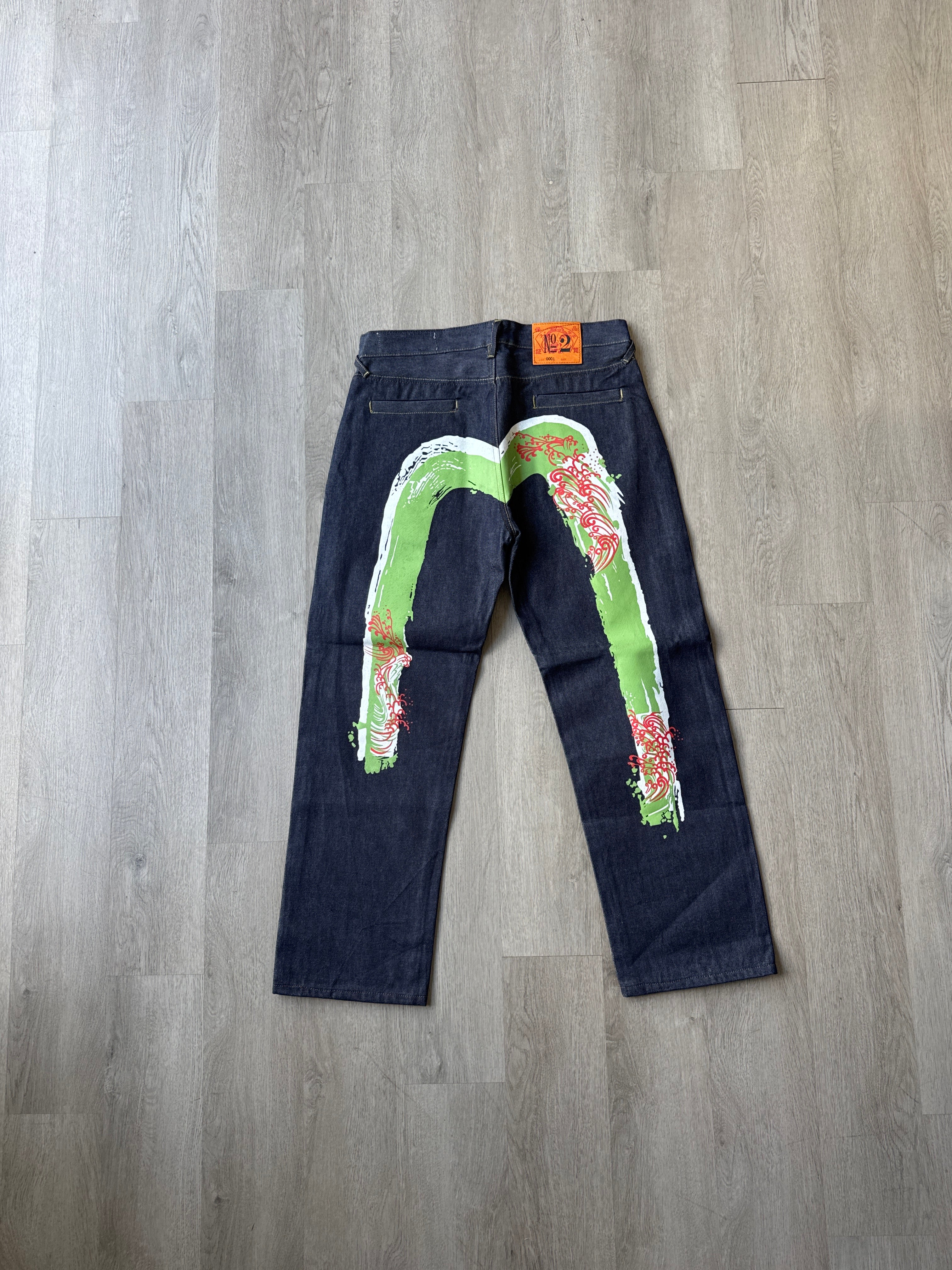 Evisu Japanese Green Wave Art Selvedge Denim Jeans