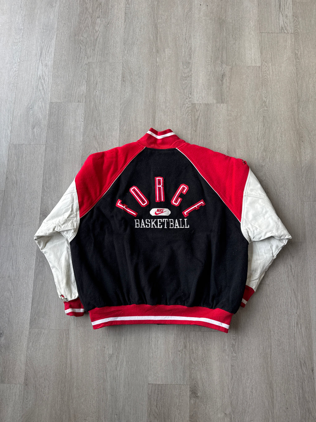 Vintage 90s Nike Force Basketball Snap Button Letterman Varsity
