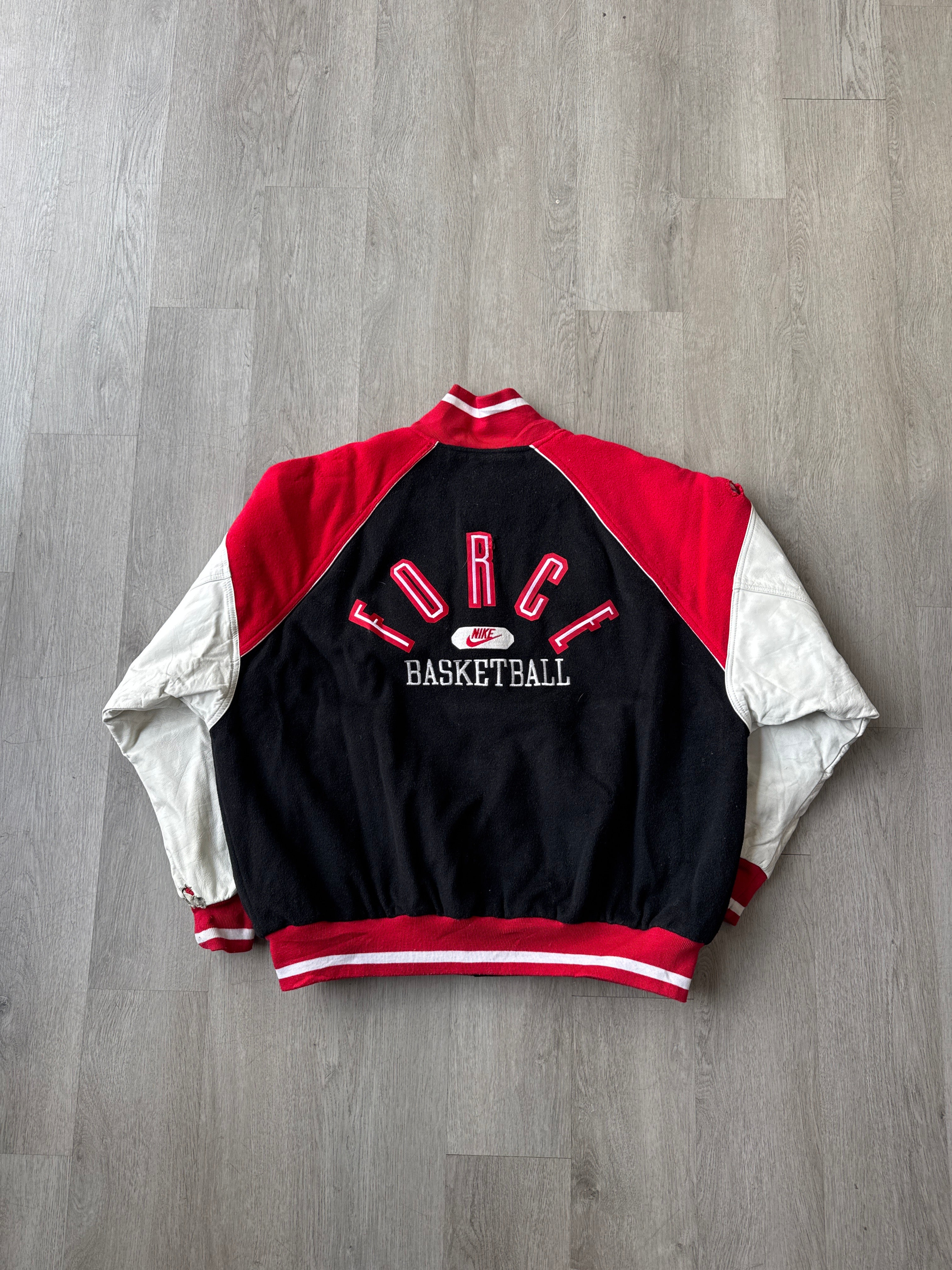 Vintage 90s Nike Force Basketball Snap Button Letterman Varsity