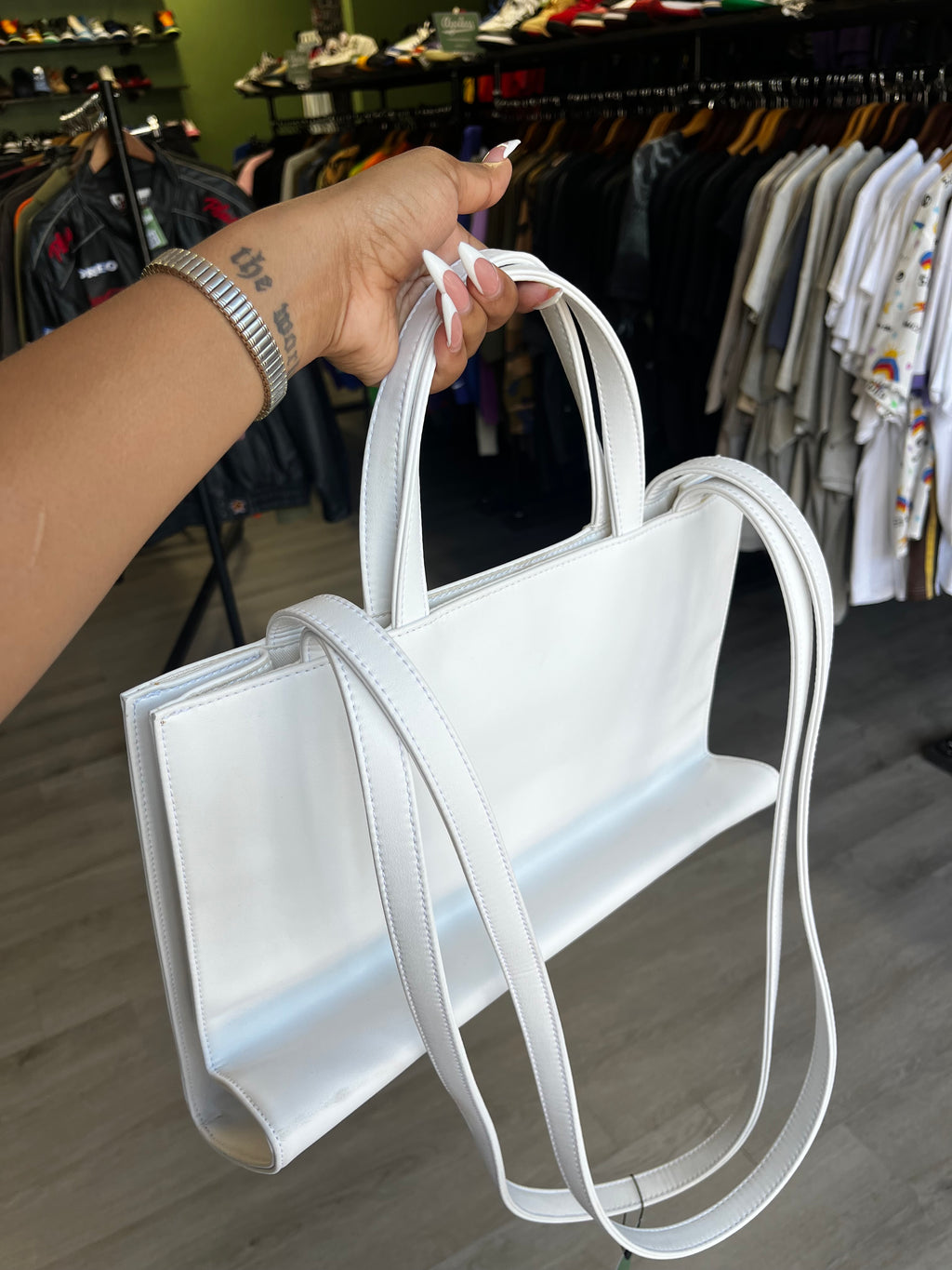 Telfar Medium White Shopping Bag