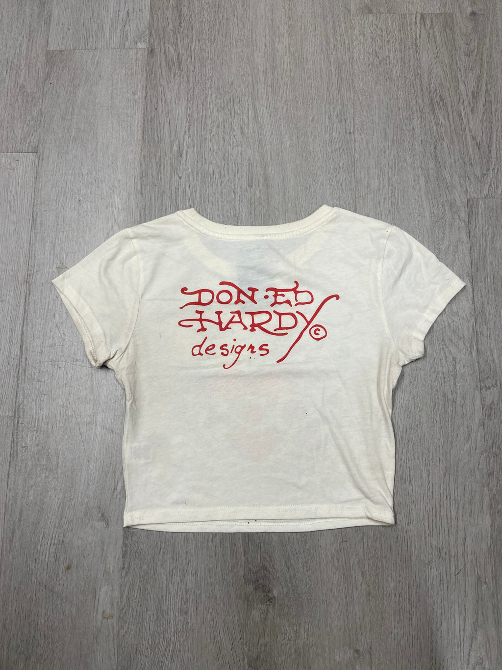 Women’s Ed Hardy Rhinestone Heart Cropped Baby Tee
