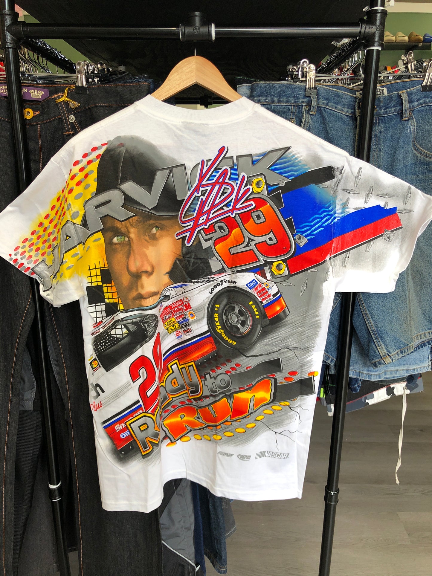 Vintage Kevin Harvick Raceday Rampage Ready To Run All Over Print NASCAR Tee