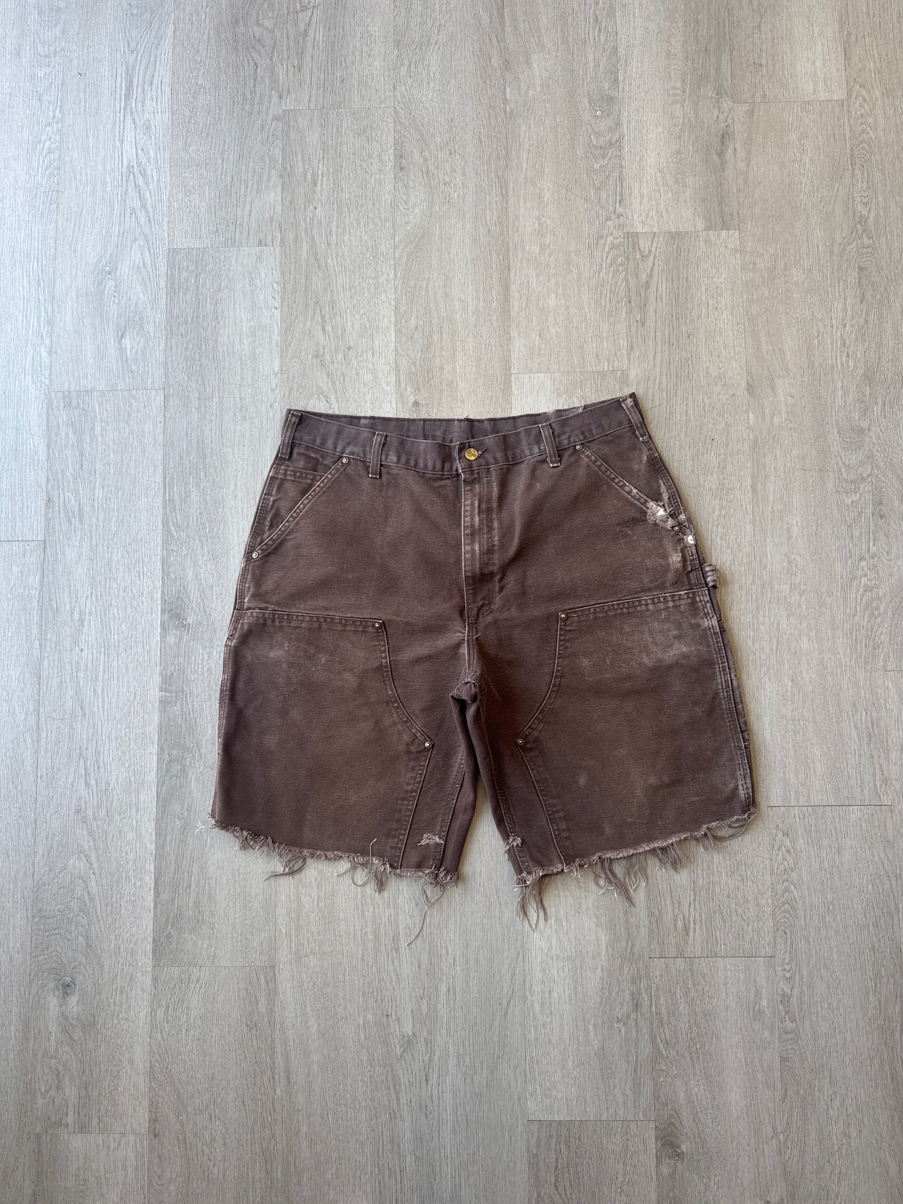 Vintage Carhartt Distressed Faded Brown Double Knee Cut Off Shorts