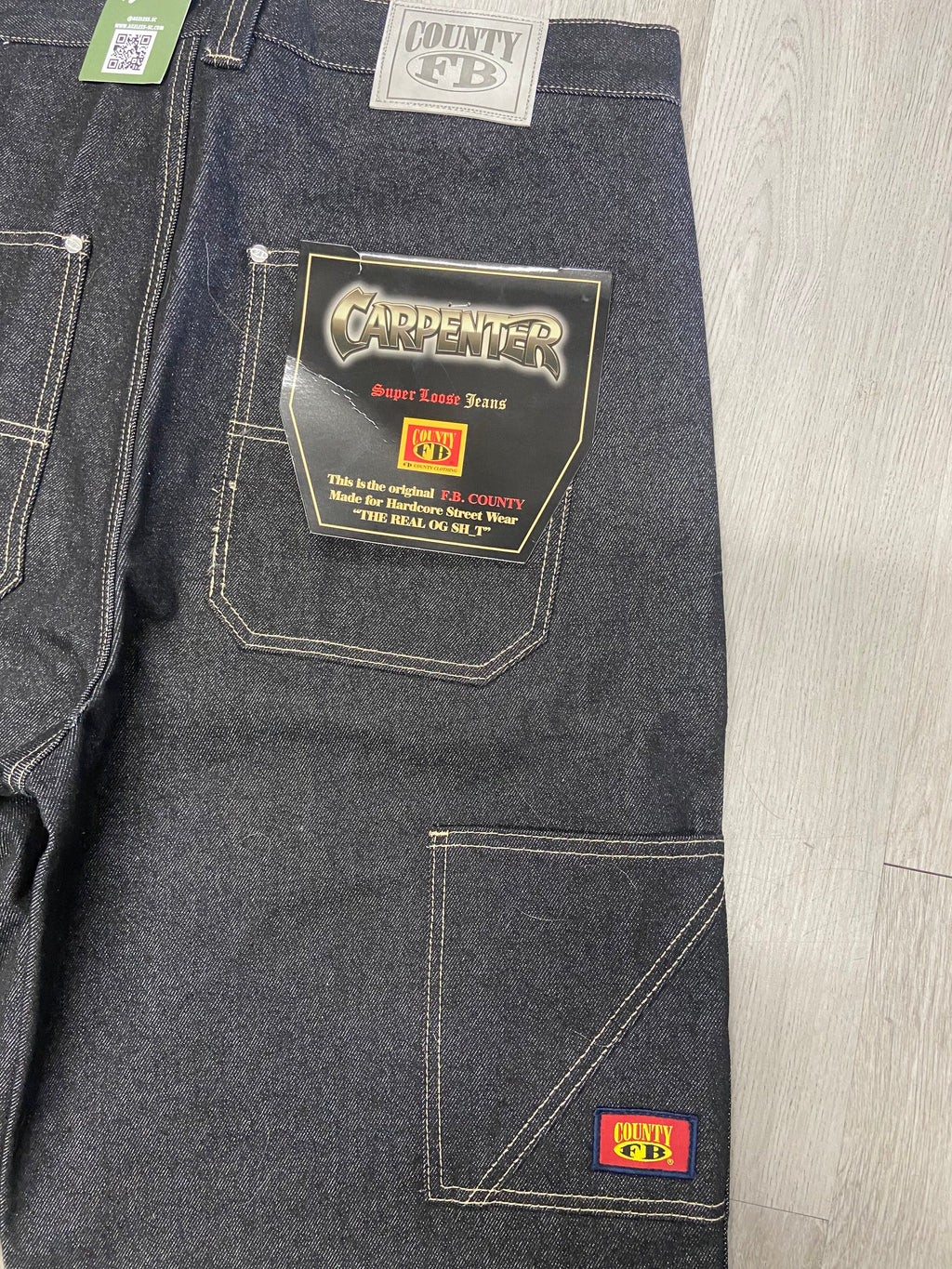 FB County Carpenter Zipper Knee Pocket Denim Jeans Pants
