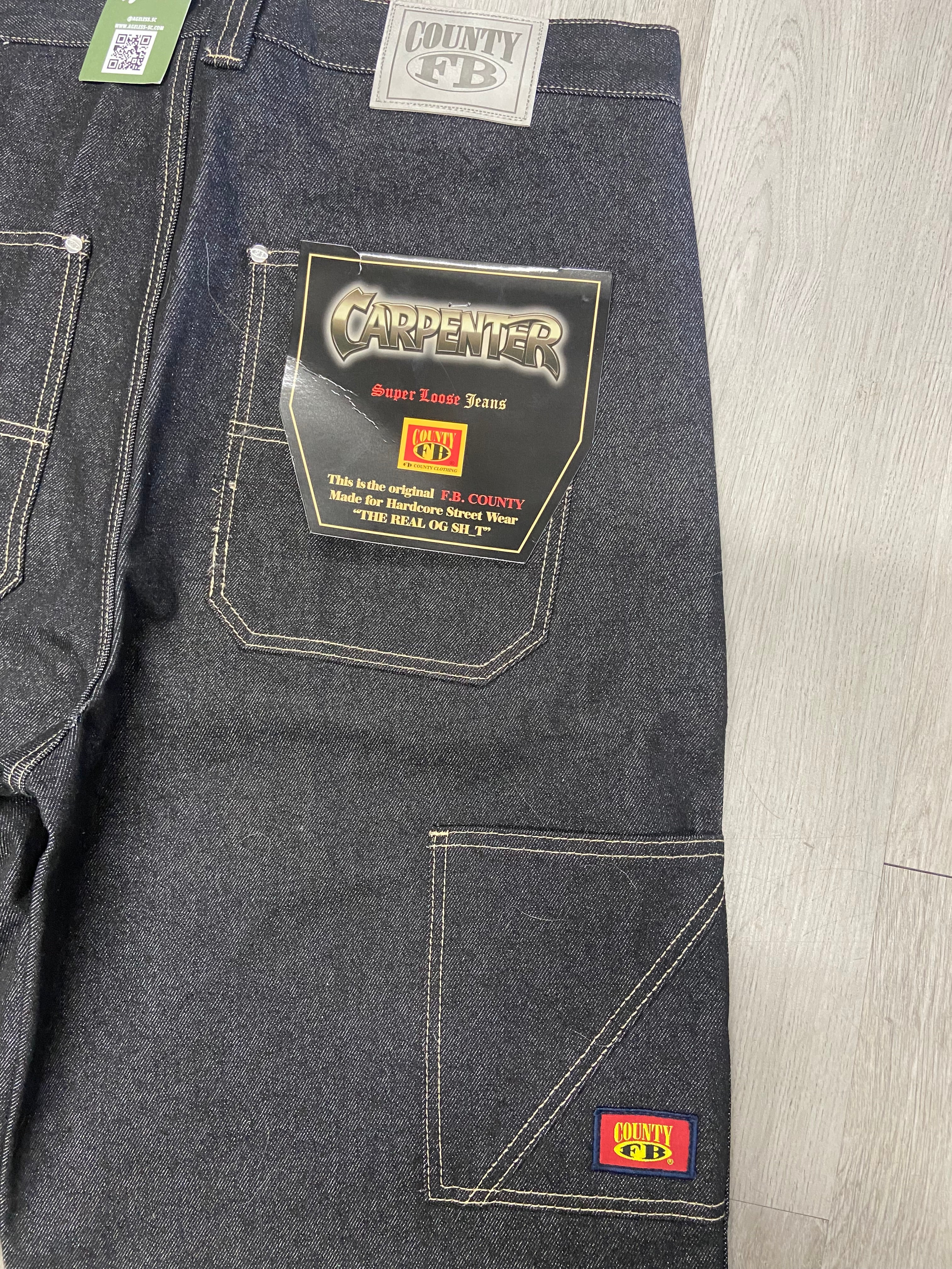 FB County Carpenter Zipper Knee Pocket Denim Jeans Pants