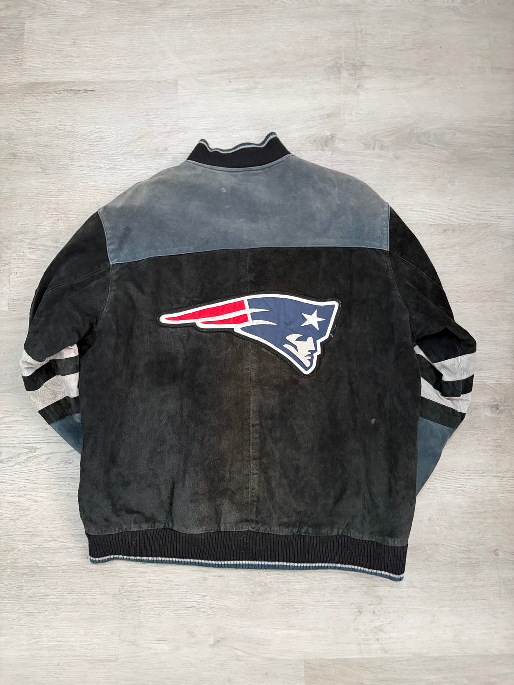 Vintage New England Patriots Black Suede Varsity Jacket