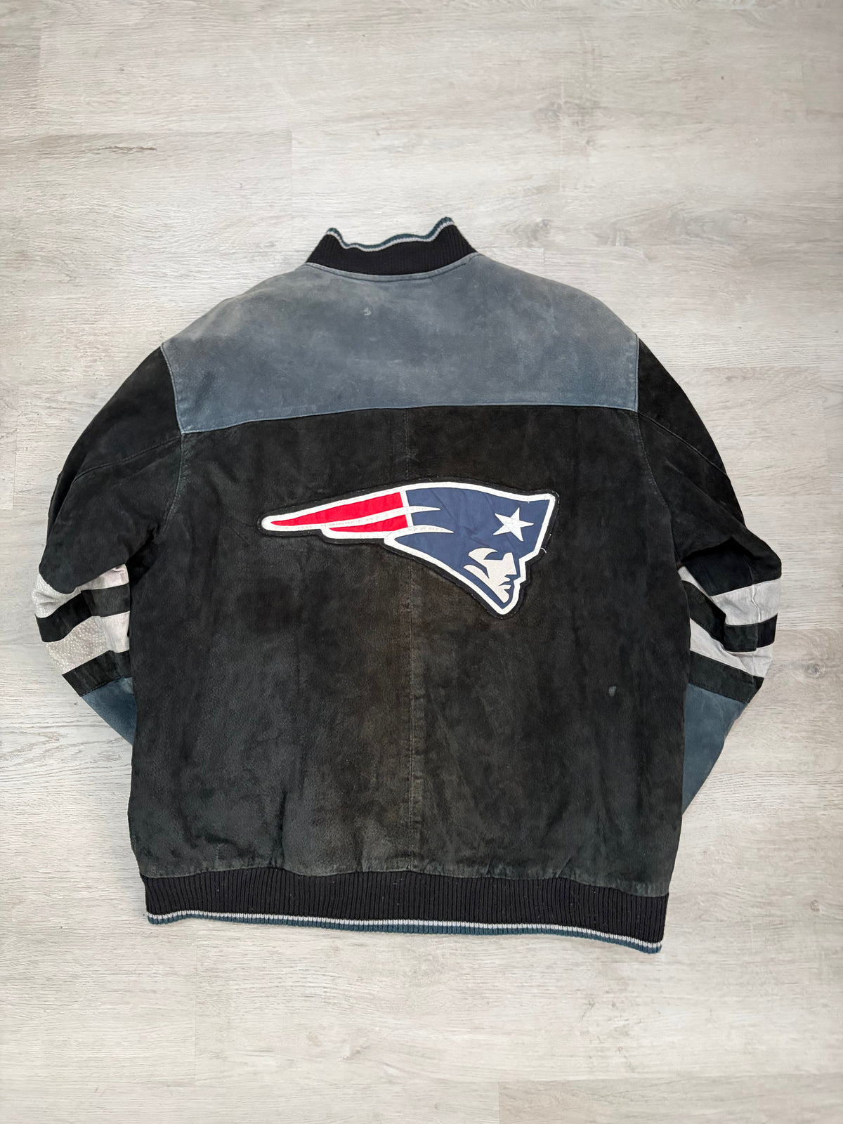 Vintage New England Patriots Black Suede Varsity Jacket