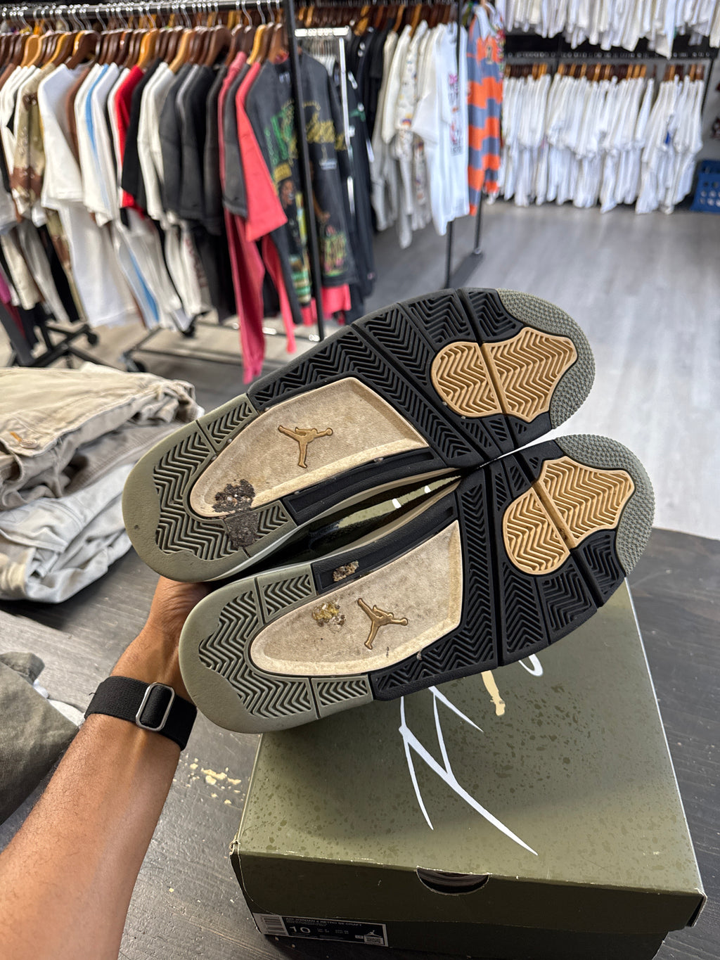 Pre-owned Jordan Retro 4 Craft Medium Olive