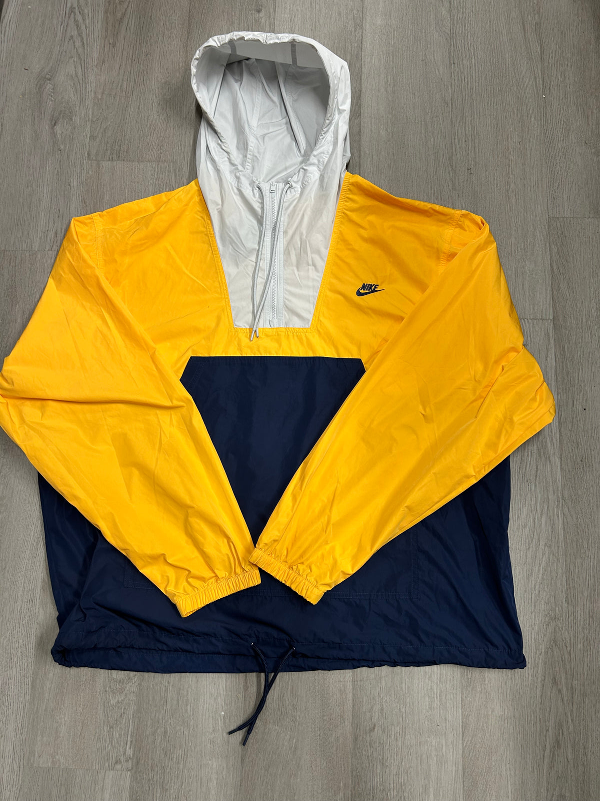 Vintage Nike Navy Blue Two Tone Swoosh Windbreaker Hooded Zip Up