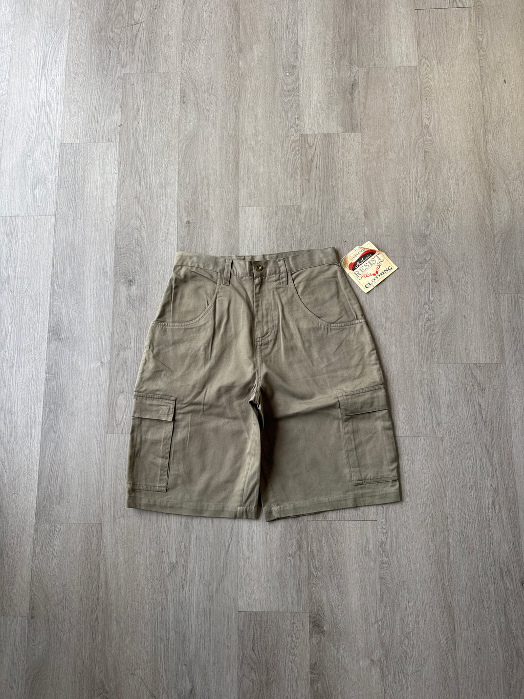 Vintage Unbiased Resist Clothing Baggy Olive Green Cargo Shorts