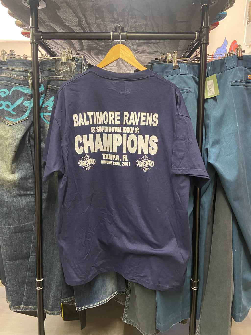 Navy 2001 Baltimore Ravens Super Bowl XXXV Champions Tee