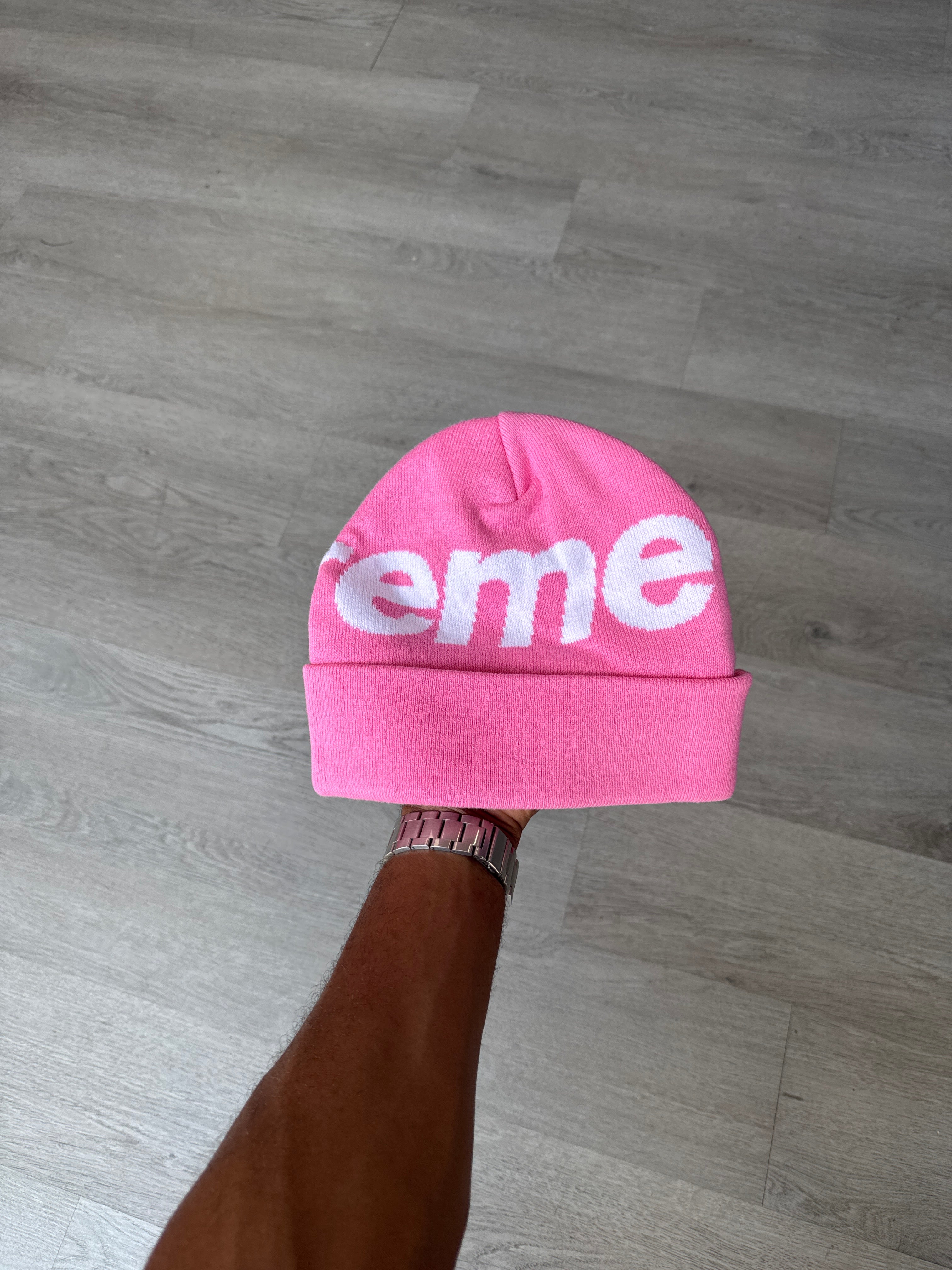 Supreme Big Logo Pink Beanie