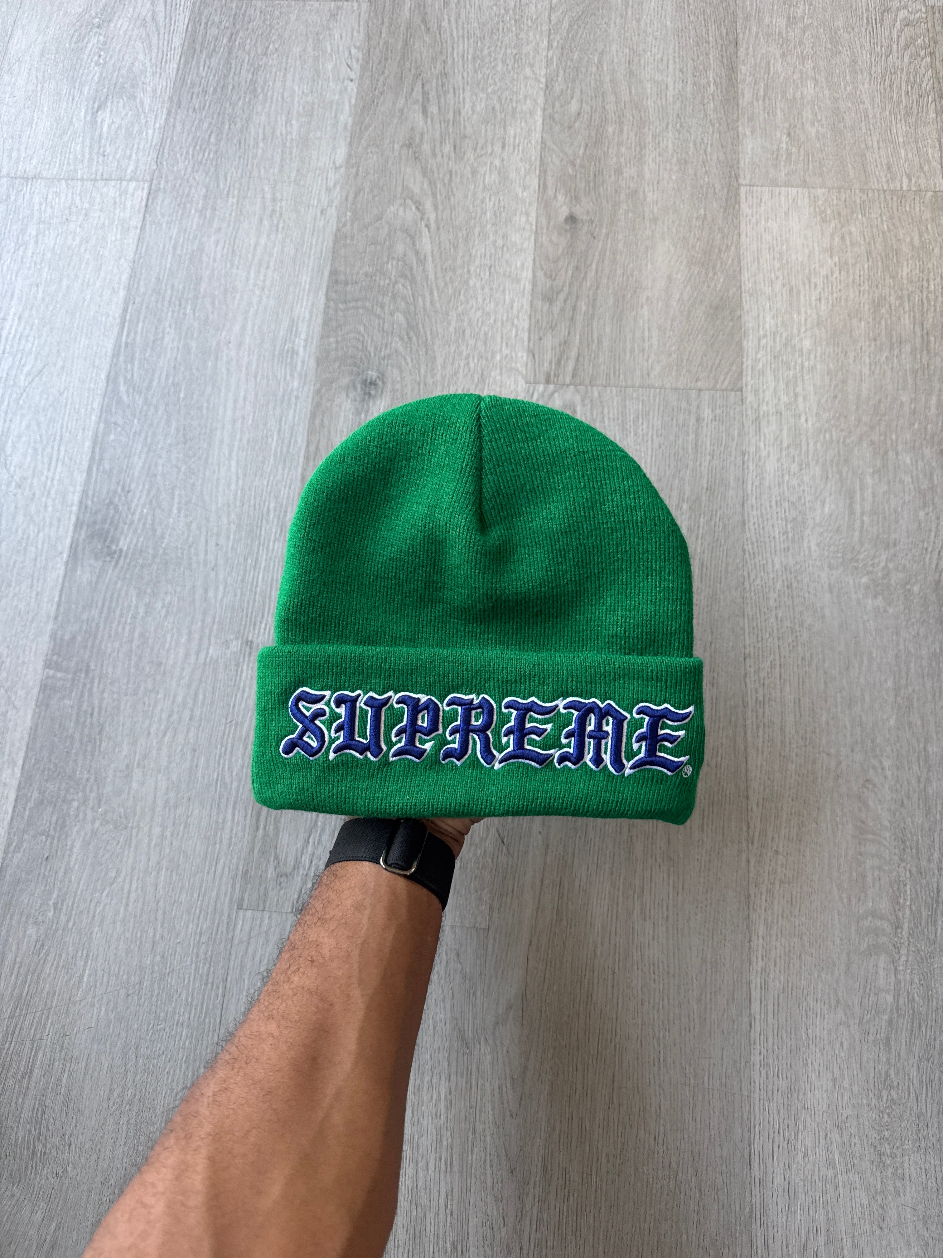 Supreme New Era Old English Green Beanie