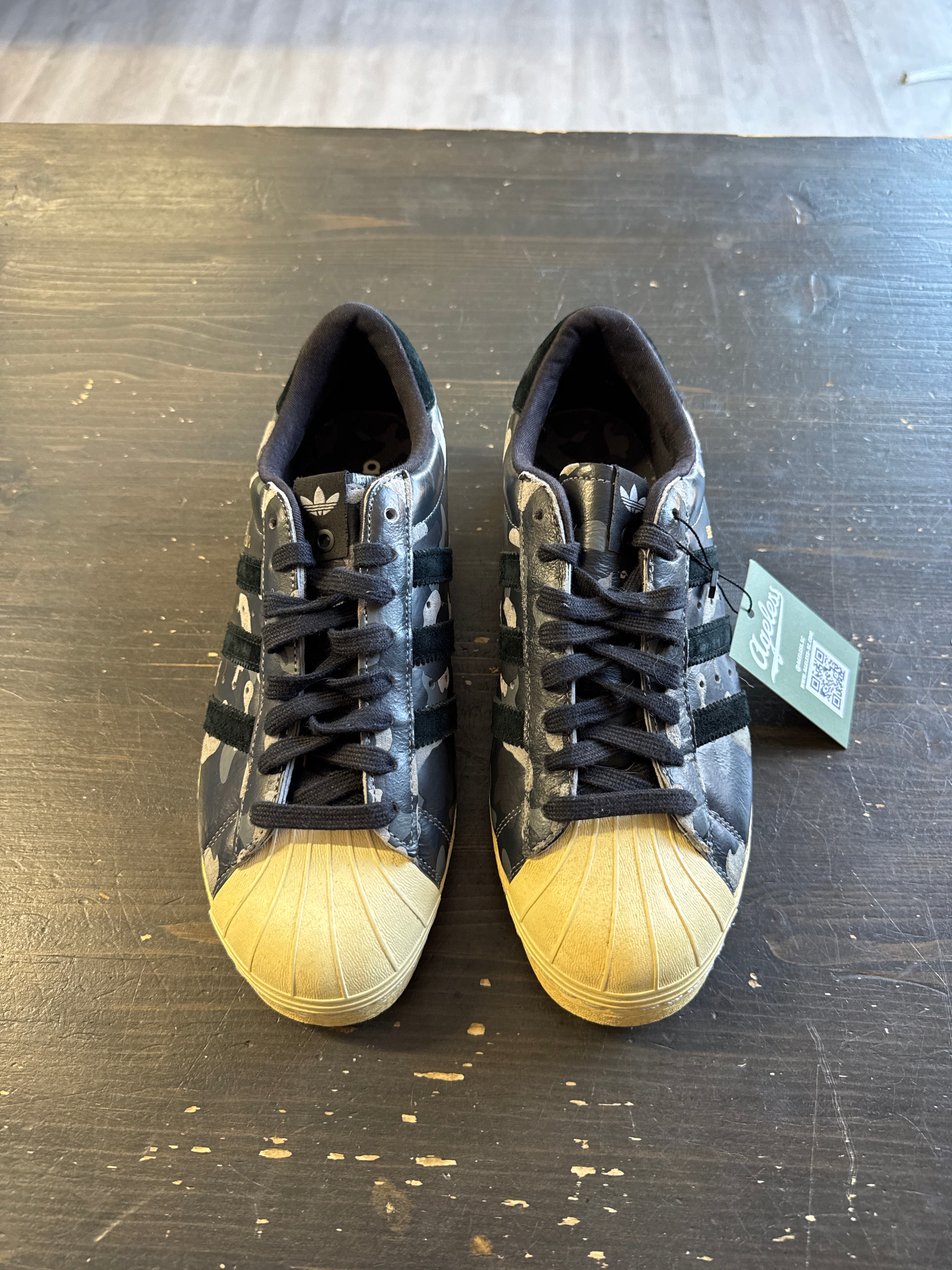 Pre-owned Adidas Superstar 80s Undefeated Bape A Bathing Ape Black Camo
