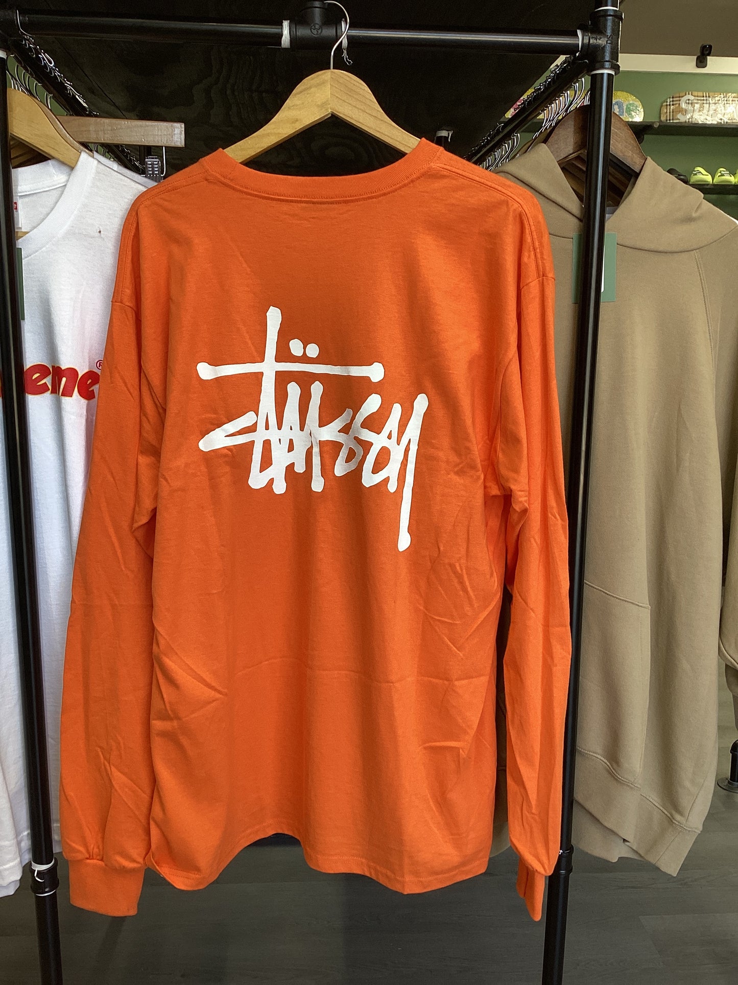 Stussy Classic Logo Orange Long Sleeve Shirt