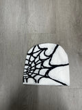 White w/ Black #2 Y2K Style Spider Web Beanie