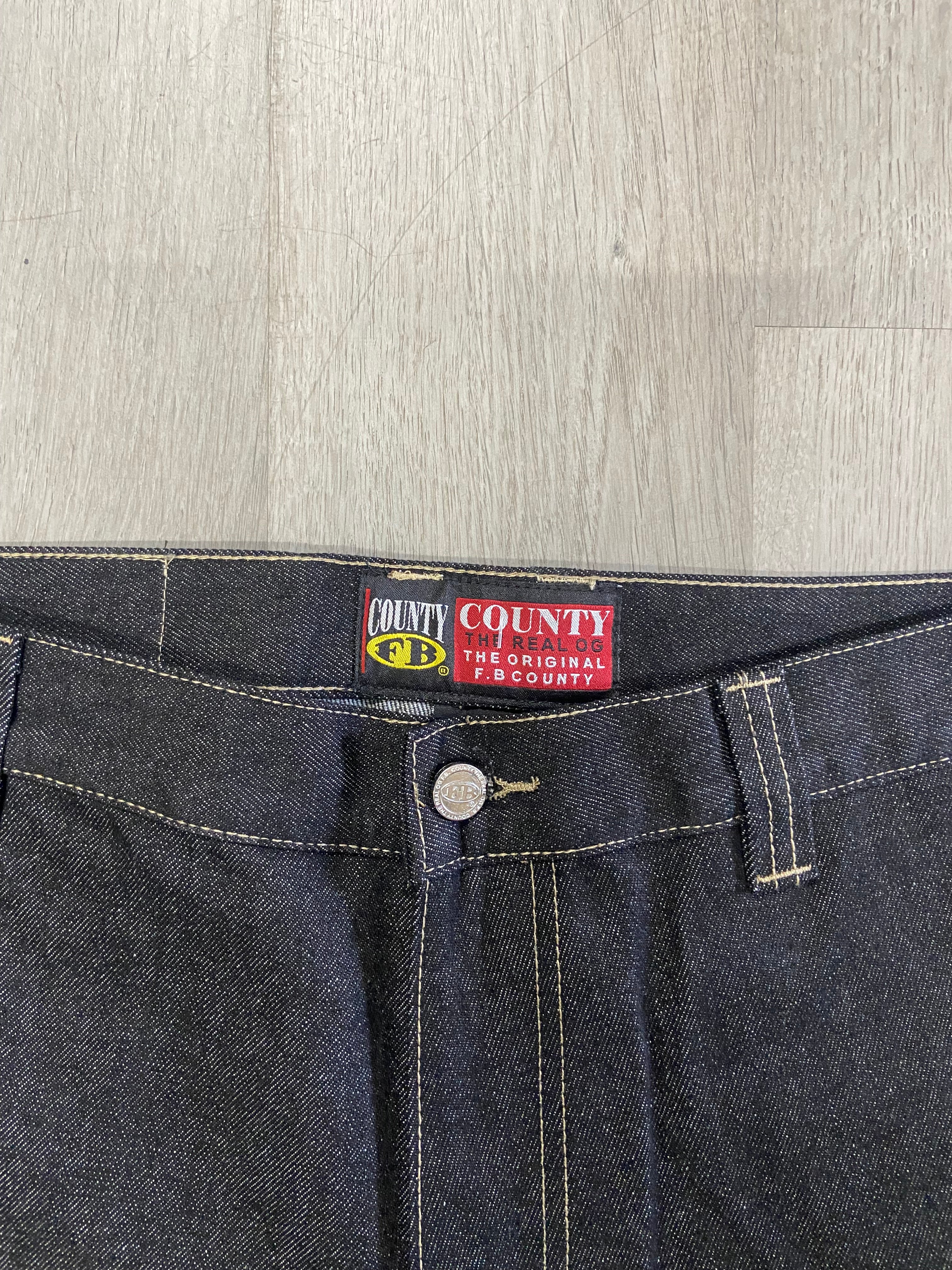 FB County Carpenter Zipper Knee Pocket Denim Jeans Pants