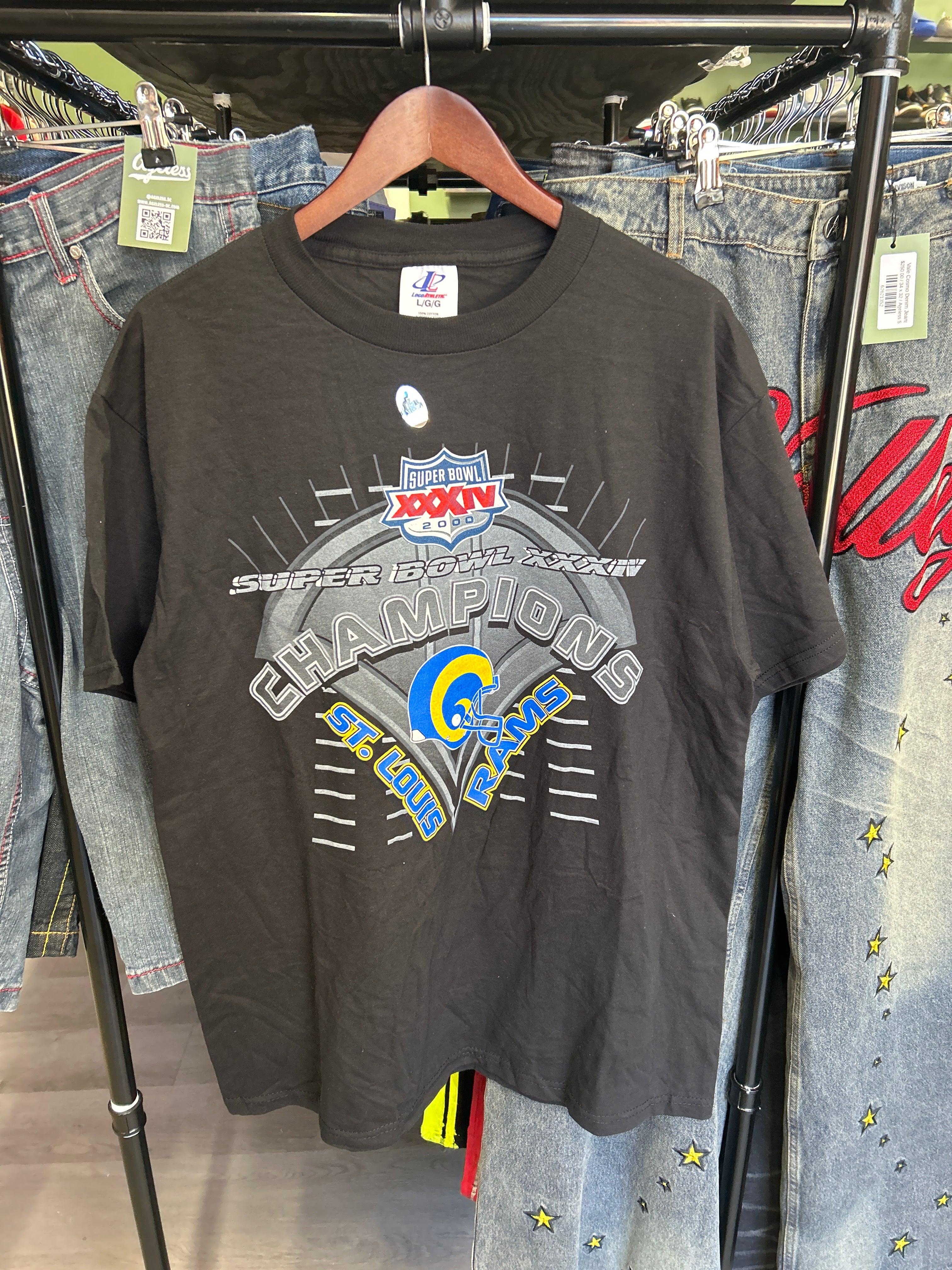 Black Super Bowl XXXIV St. Louis Rams Champions Tee