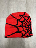 Red w/ Black Y2K Style Spider Web Beanie