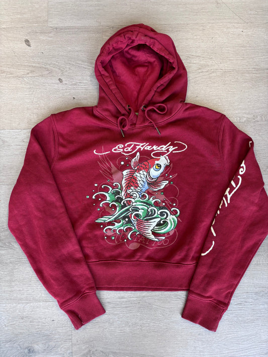 Women’s Ed Hardy Koi Fish Cropped Hoodie