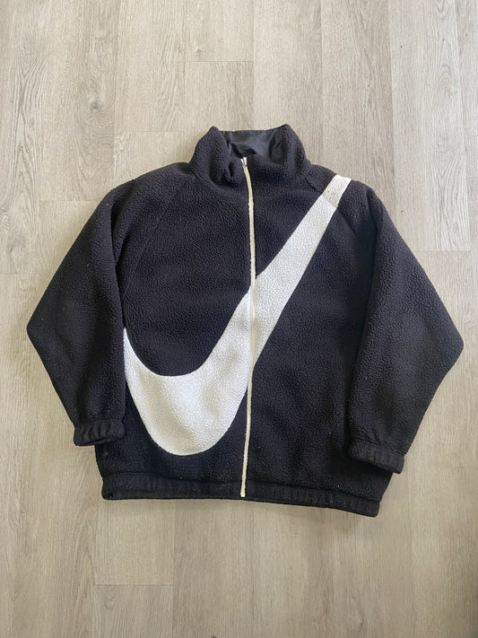 Y2K Big Nike Logo Fleece Zip Up Jacket