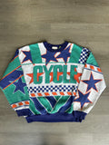 Vintage 1990s All-Over Print Cycling Crewneck Sweatshirt