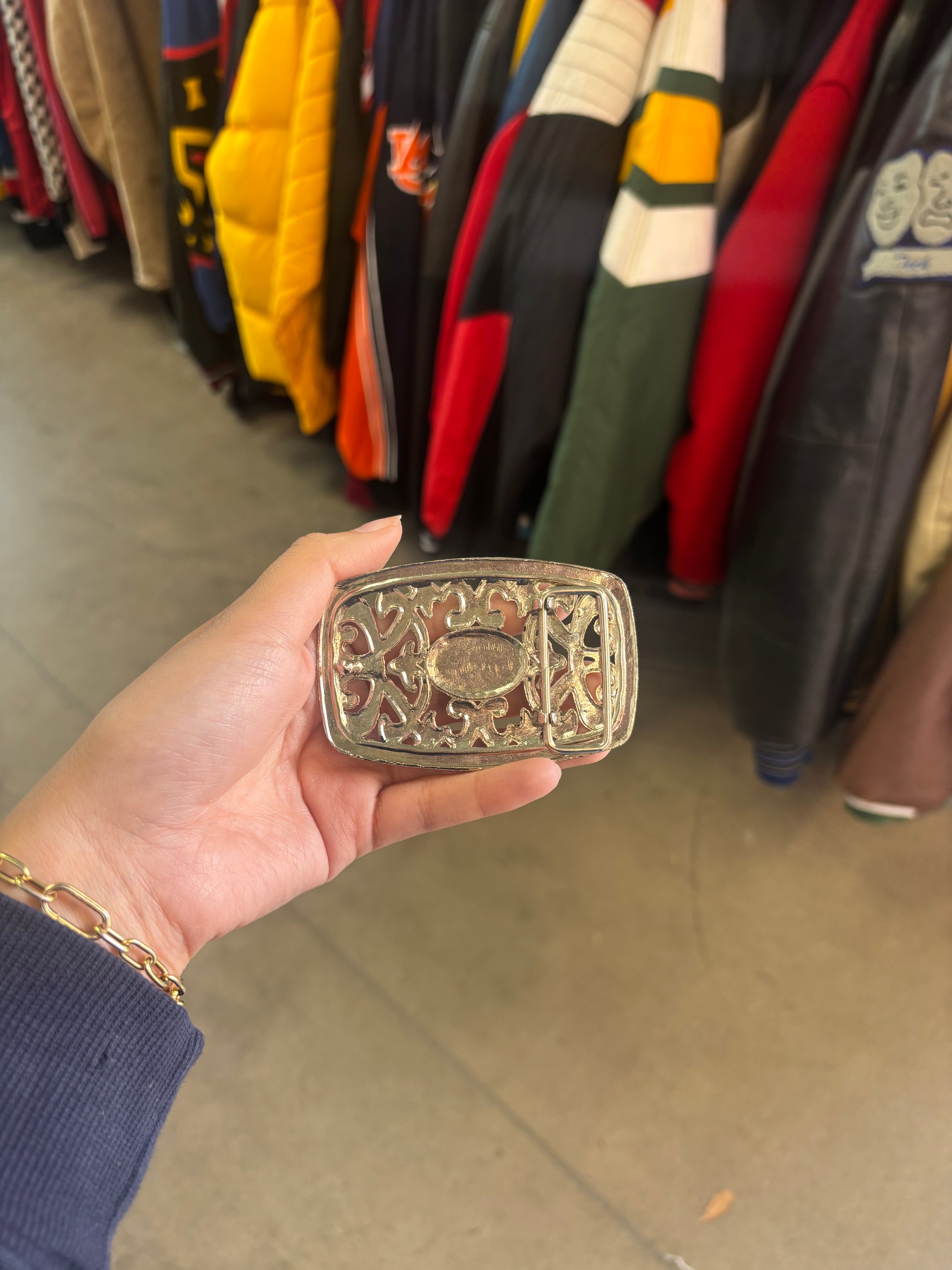 Vintage Filigree Silver Belt Buckle