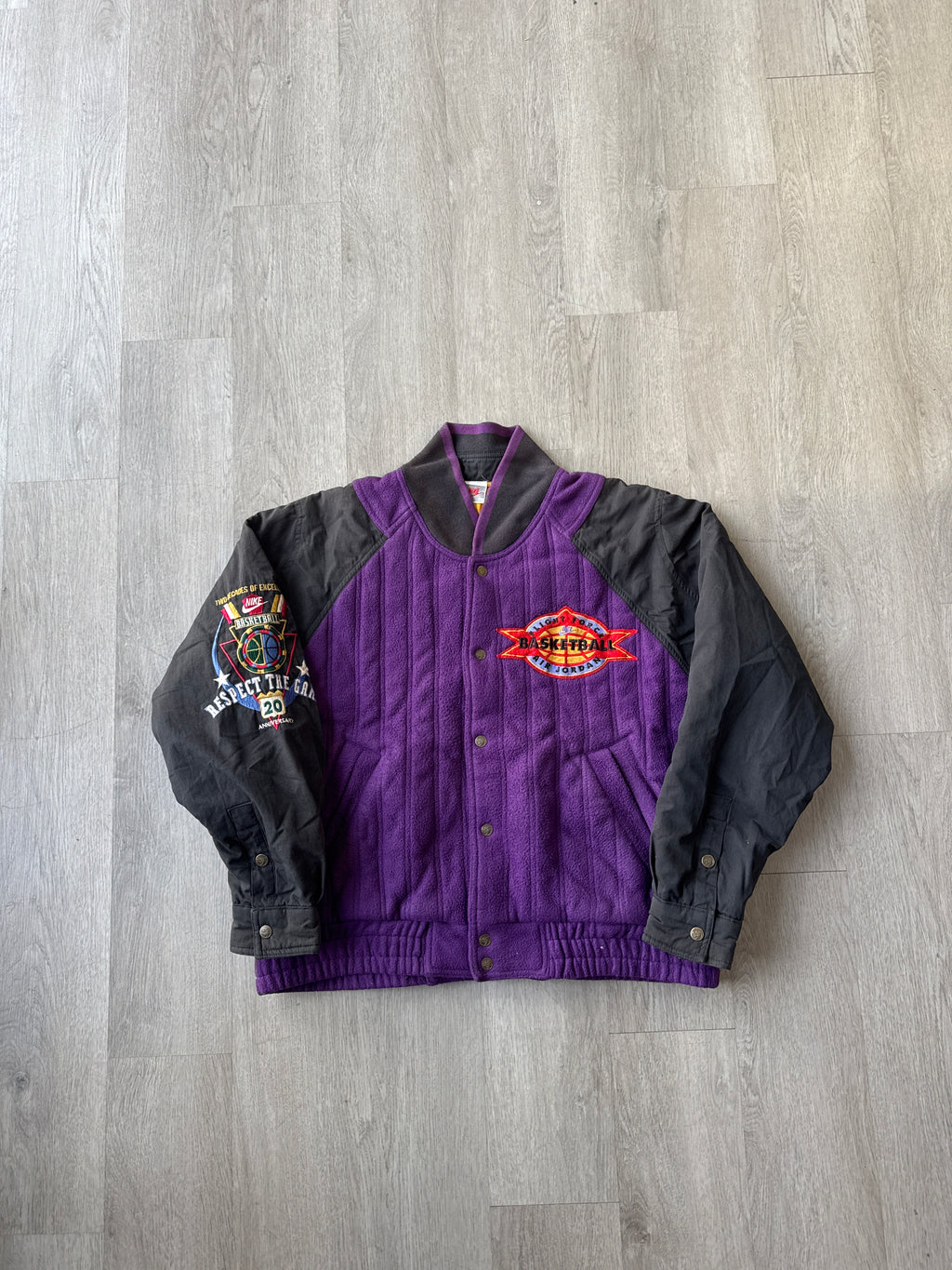 Vintage 1992 Nike Air Jordan Flight Force Basketball 20th Anniversary Respect The Game Jacket