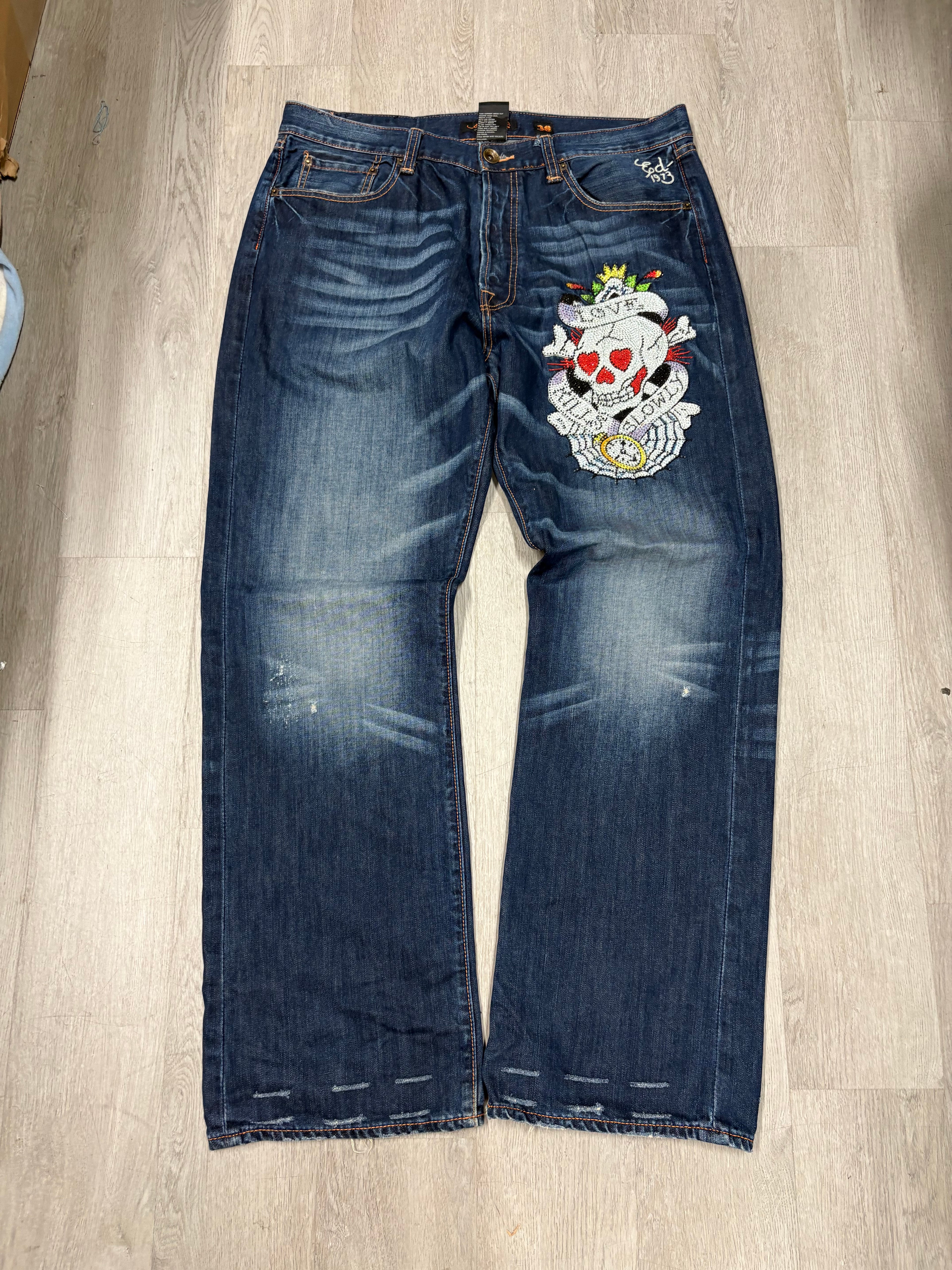 Y2K Ed Hardy Skull Denim Jeans