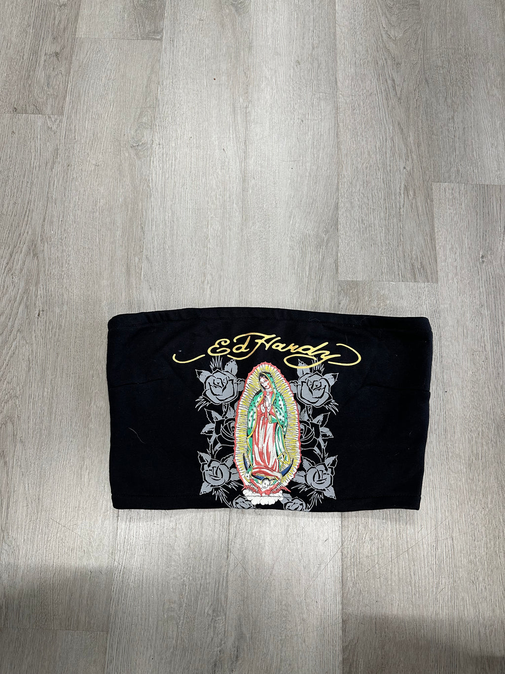 Women’s Ed Hardy Black Virgin Mary Crop Top