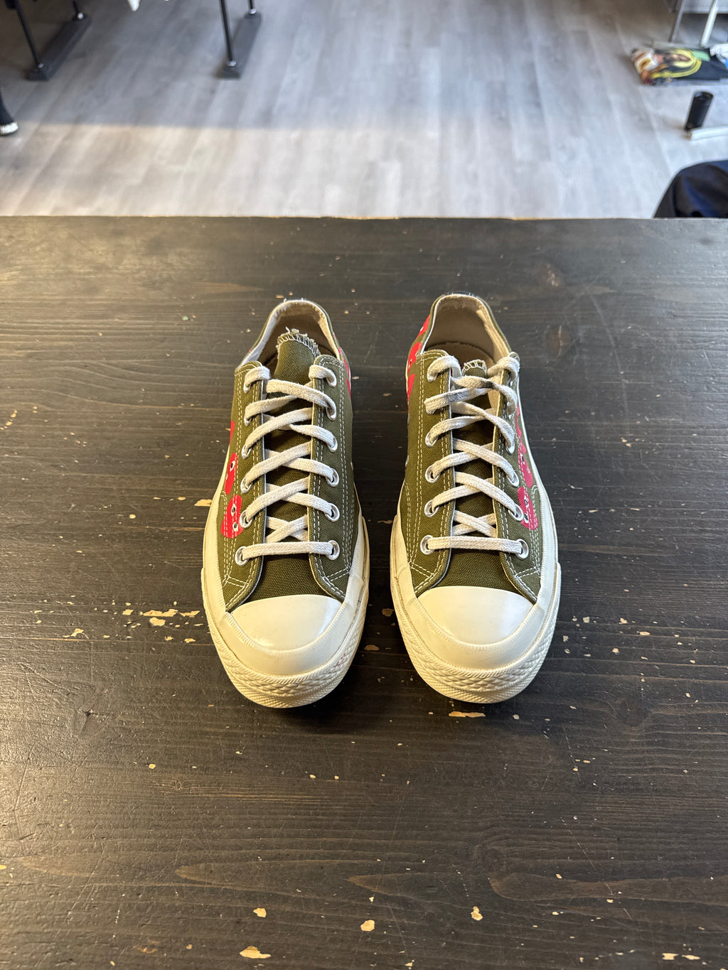 Pre-owned Converse Comme Des Garçon CDG Chuck Taylor All Star 70 Ox Multi Heart Green