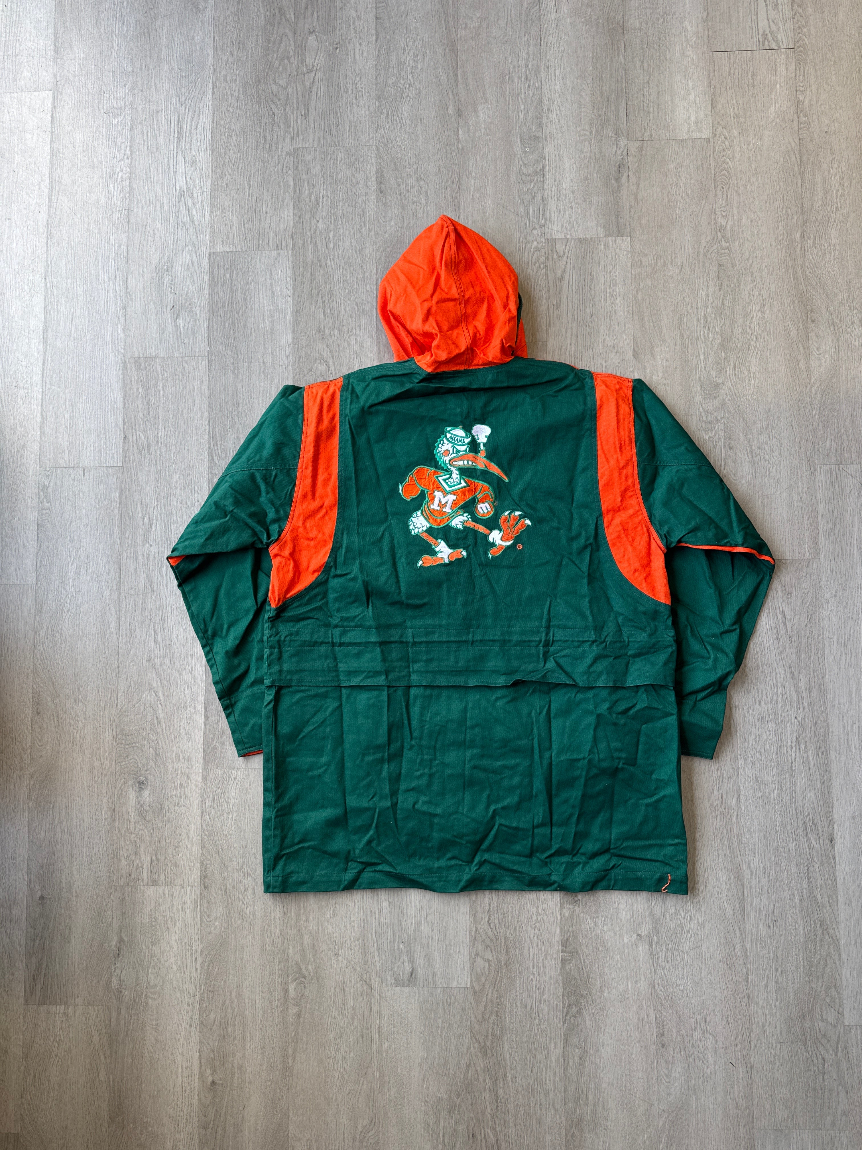 Vintage 90s University Of Miami Hurricanes Long Parka Stadium Coat Jacket