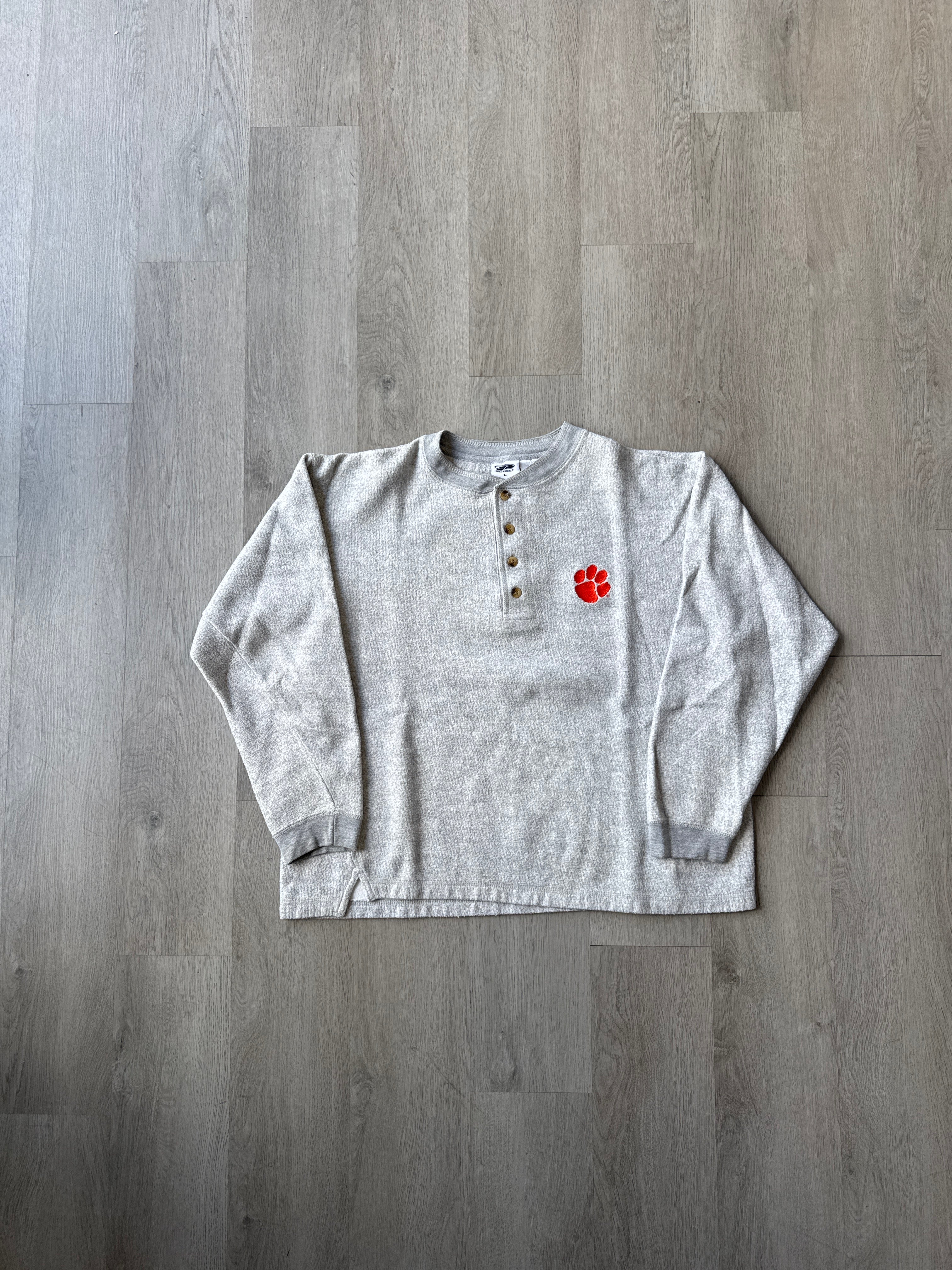 Vintage Pro Edge Clemson University Tigers Quarter Button Up Sweatshirt