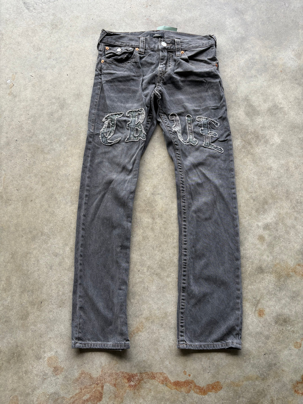 Y2K Black True Religion Relaxed Straight Fit Denim Jeans