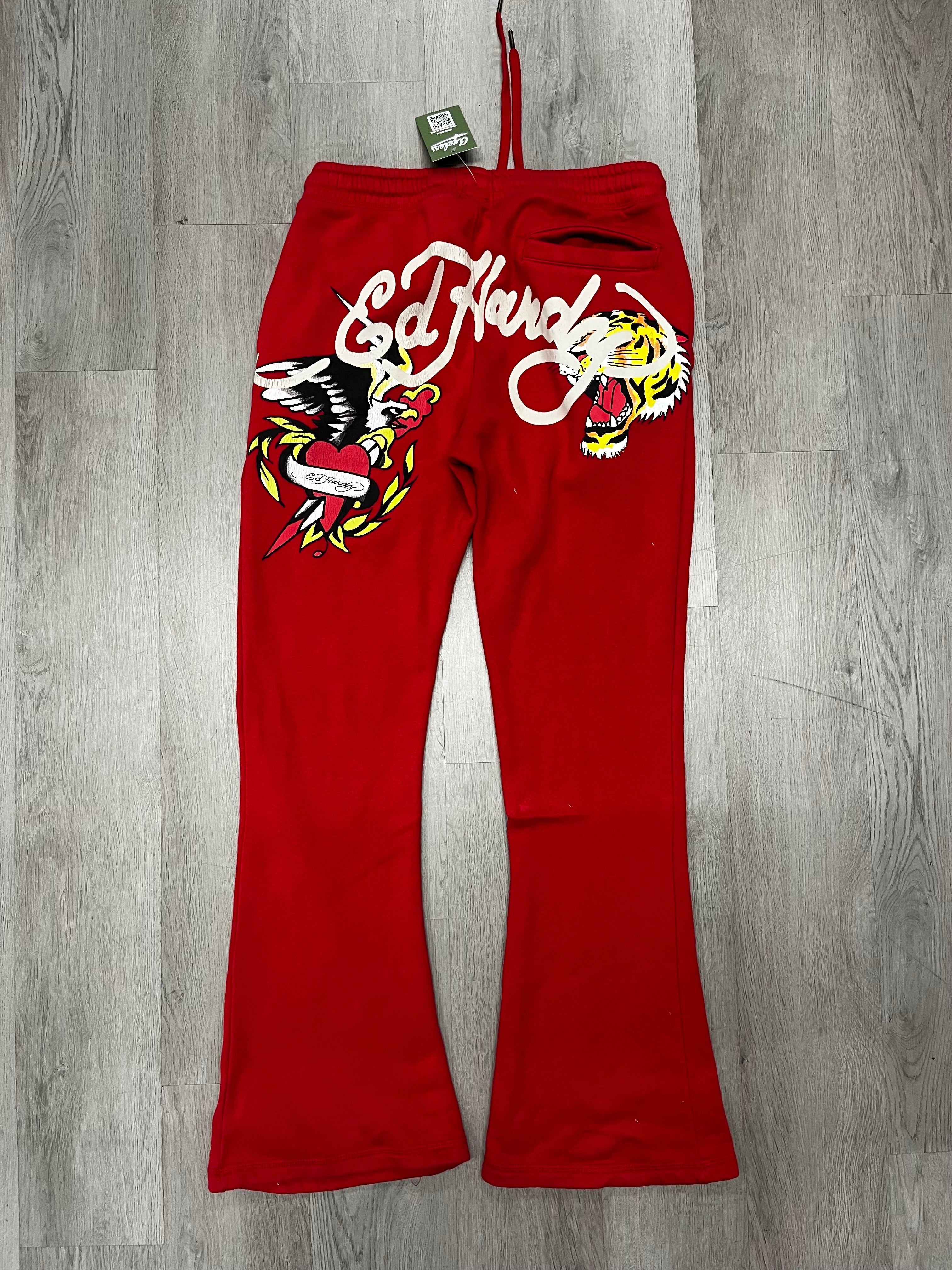 Women’s Y2K Ed Hardy Red Flare Sweatpants