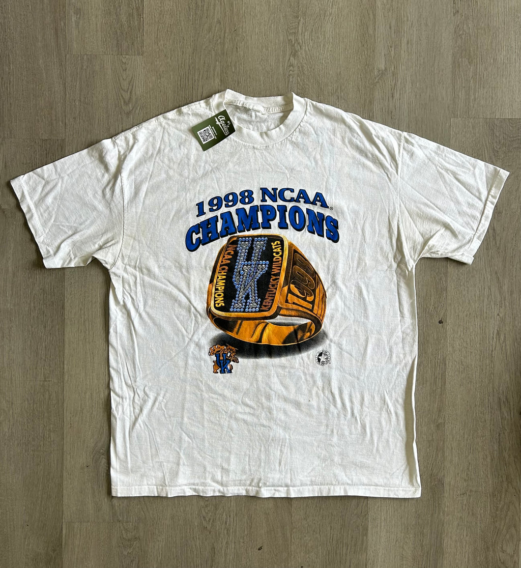 Vintage 1998 NCAA Champions Kentucky Wildcats Ring Tee
