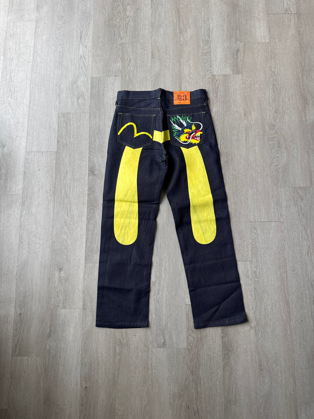Evisu Japanese Yellow Dragon Art Denim Jeans