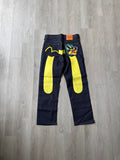 Evisu Japanese Yellow Dragon Art Denim Jeans