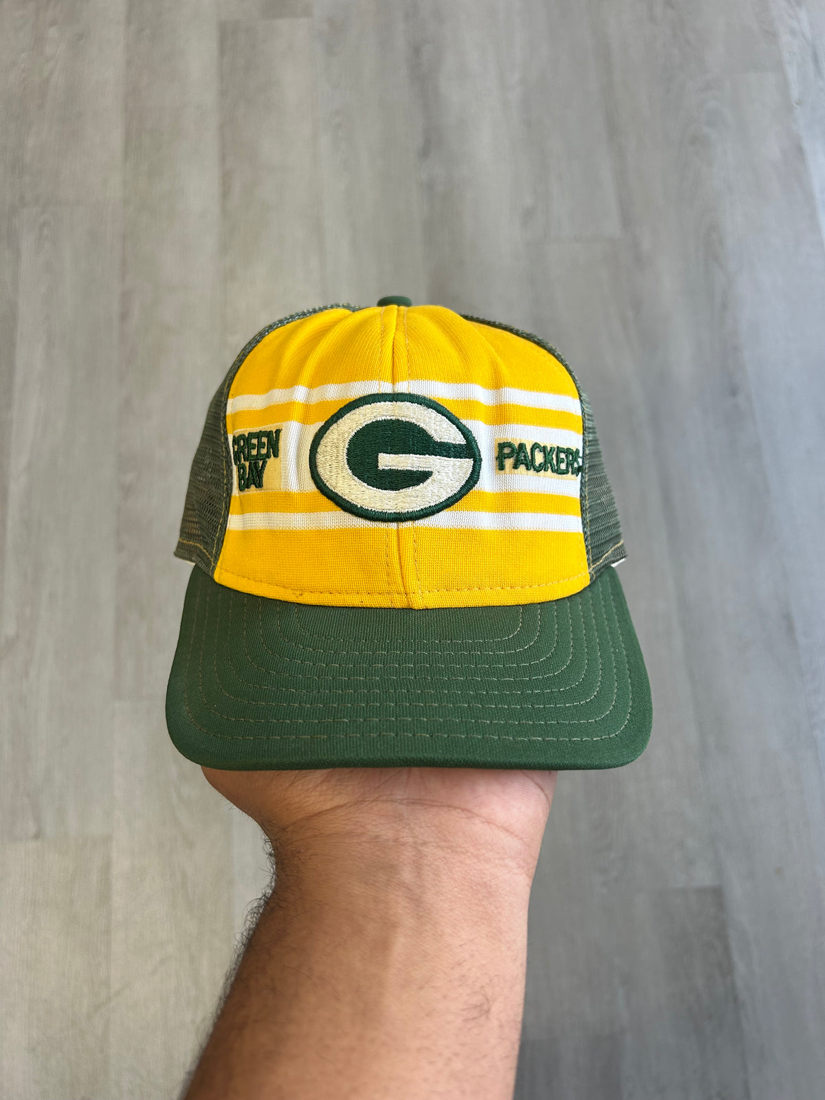 Vintage Green Bay Packers AJD Super Stripe SnapBack Hat